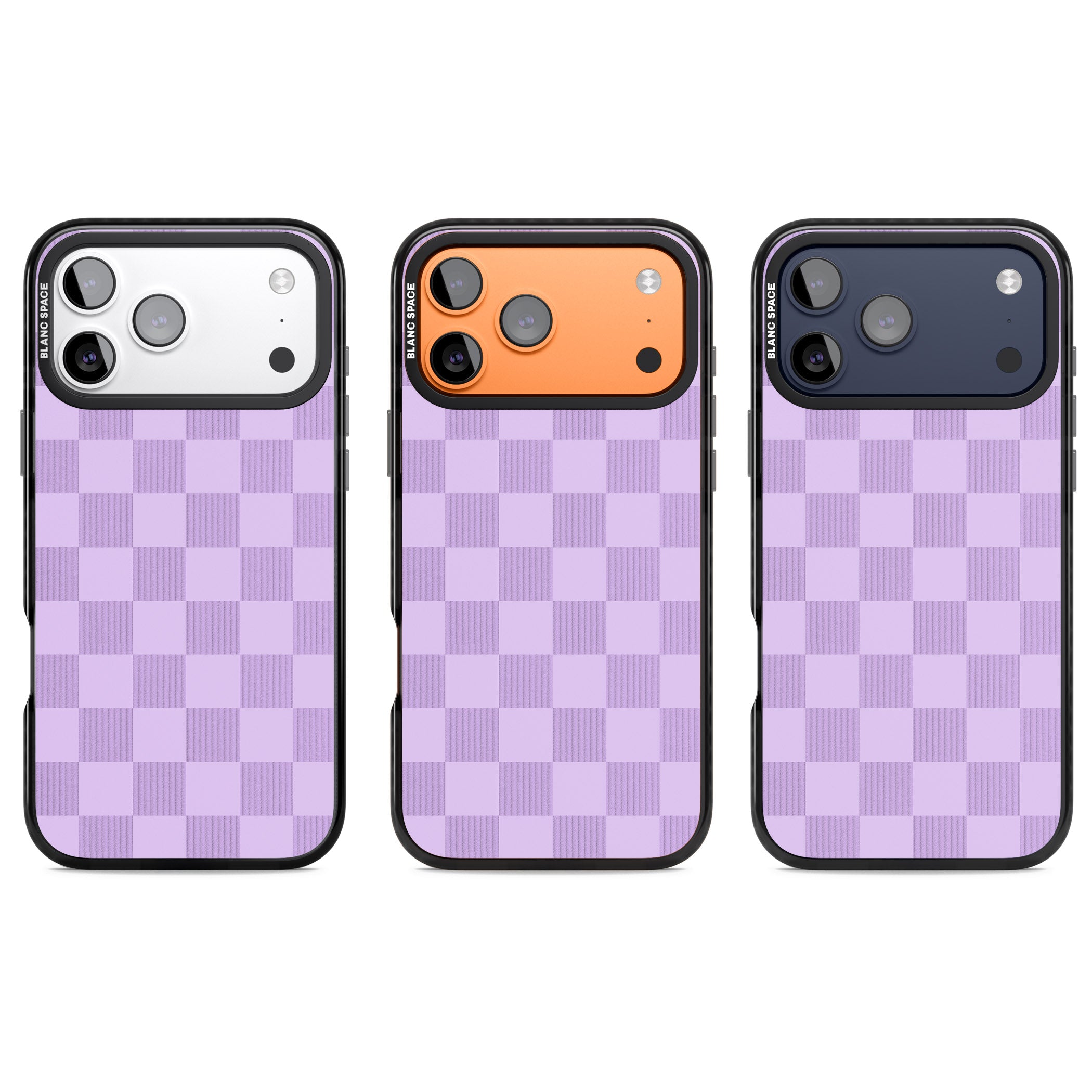 Lilac Checkered iPhone 17 Pro Impact Pro Black Phone Case APT Impact Protection