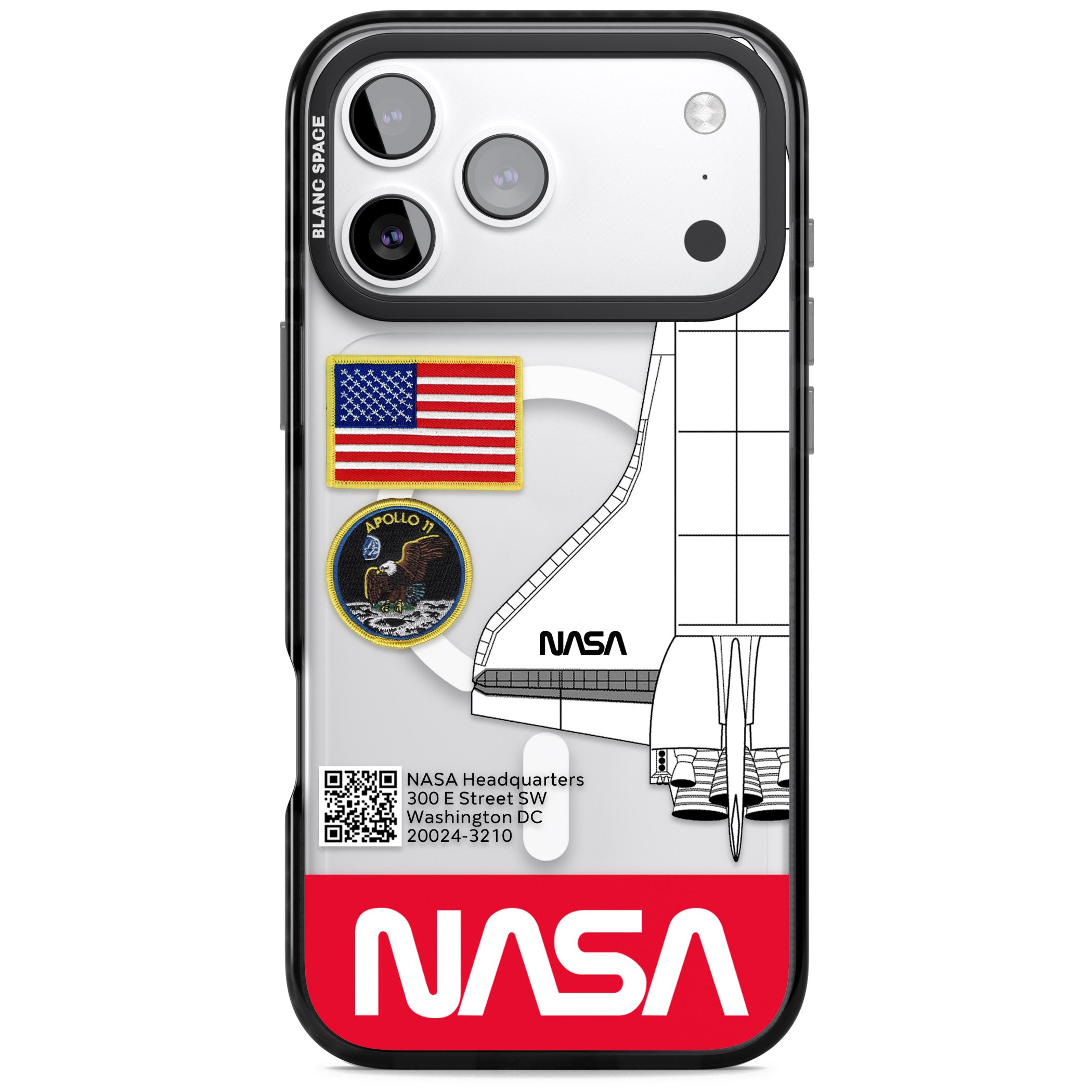Nasa Apollo 11 iPhone 17 Pro Impact Pro Black Phone Case