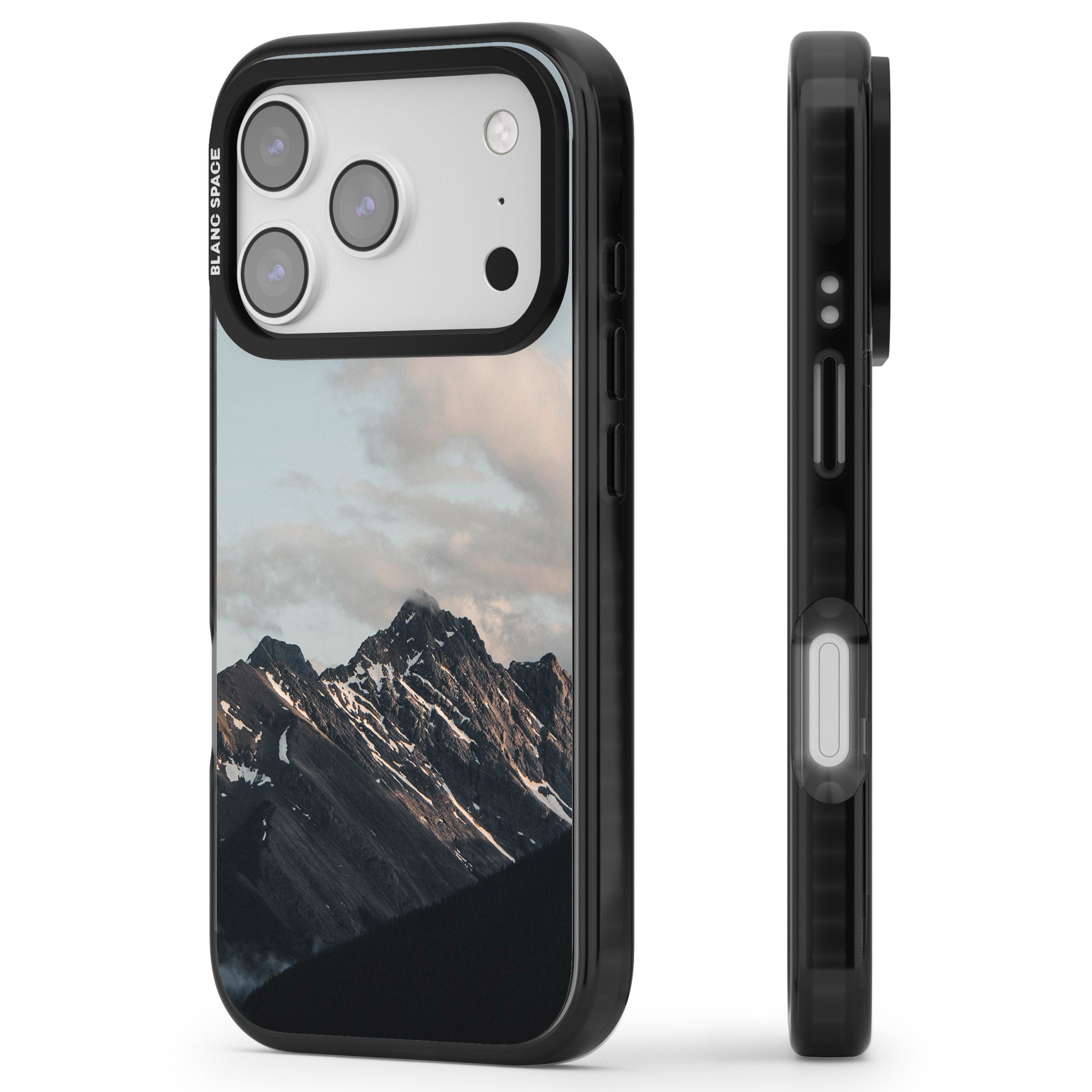 Twilight Mountain iPhone 17 Pro Impact Pro Black Phone Case Side Profile
