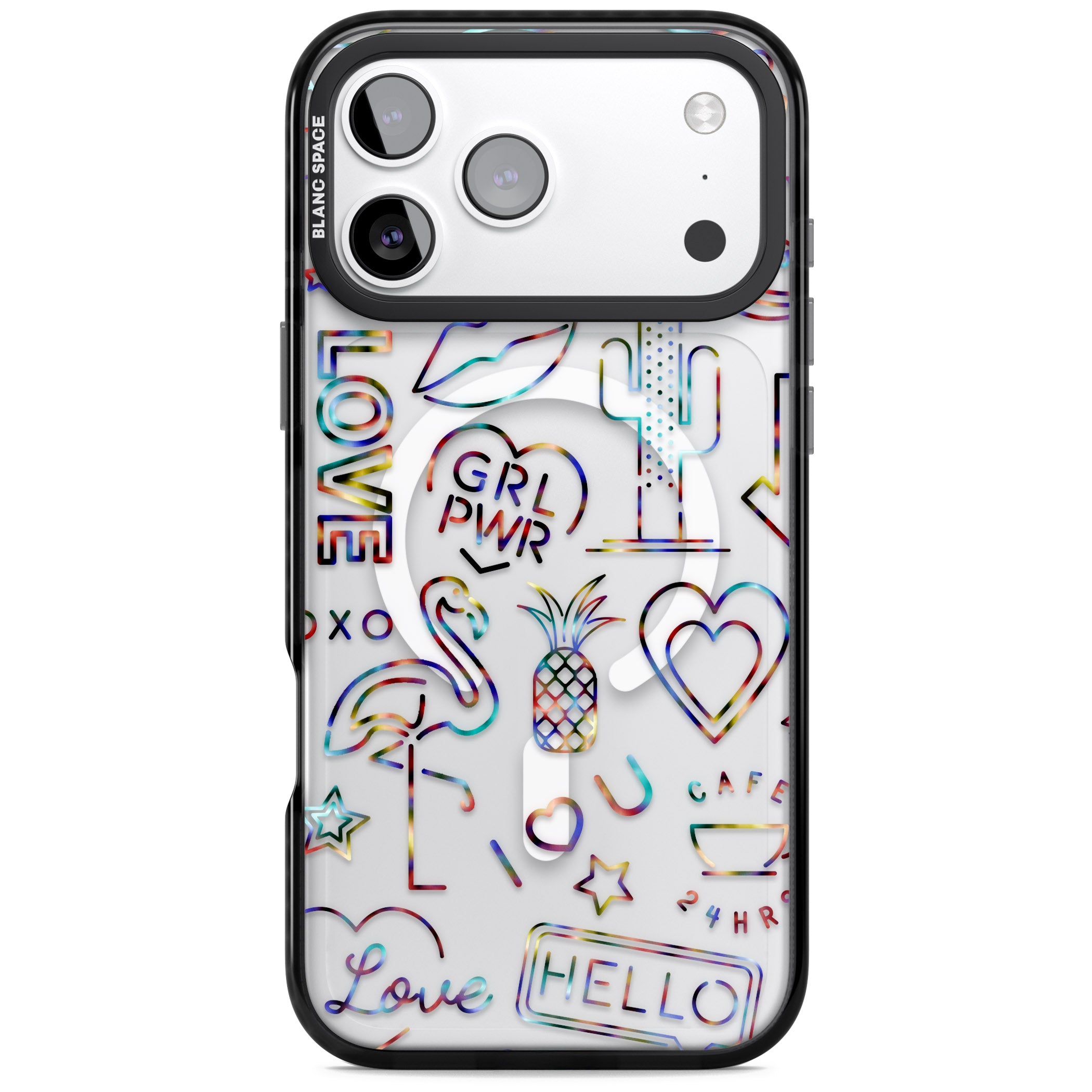 Funky Nebula Neon Sign iPhone 17 Pro Impact Pro Black Phone Case