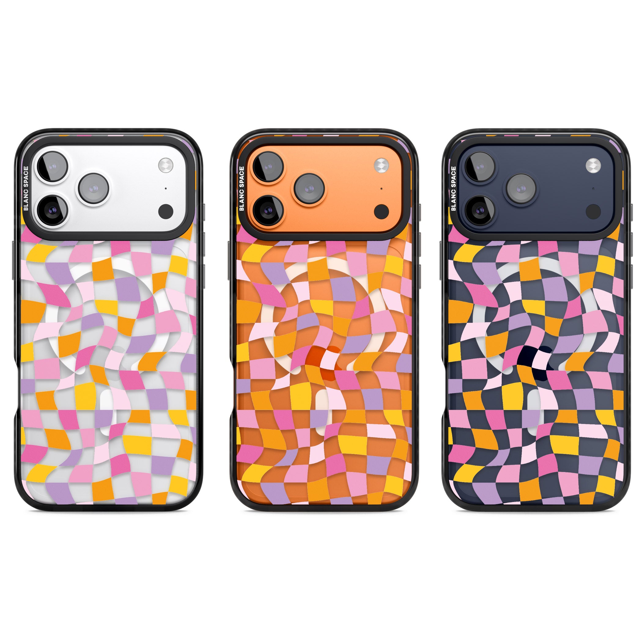 Wonky Squares Pattern iPhone 17 Pro Impact Pro Black Phone Case APT Impact Protection