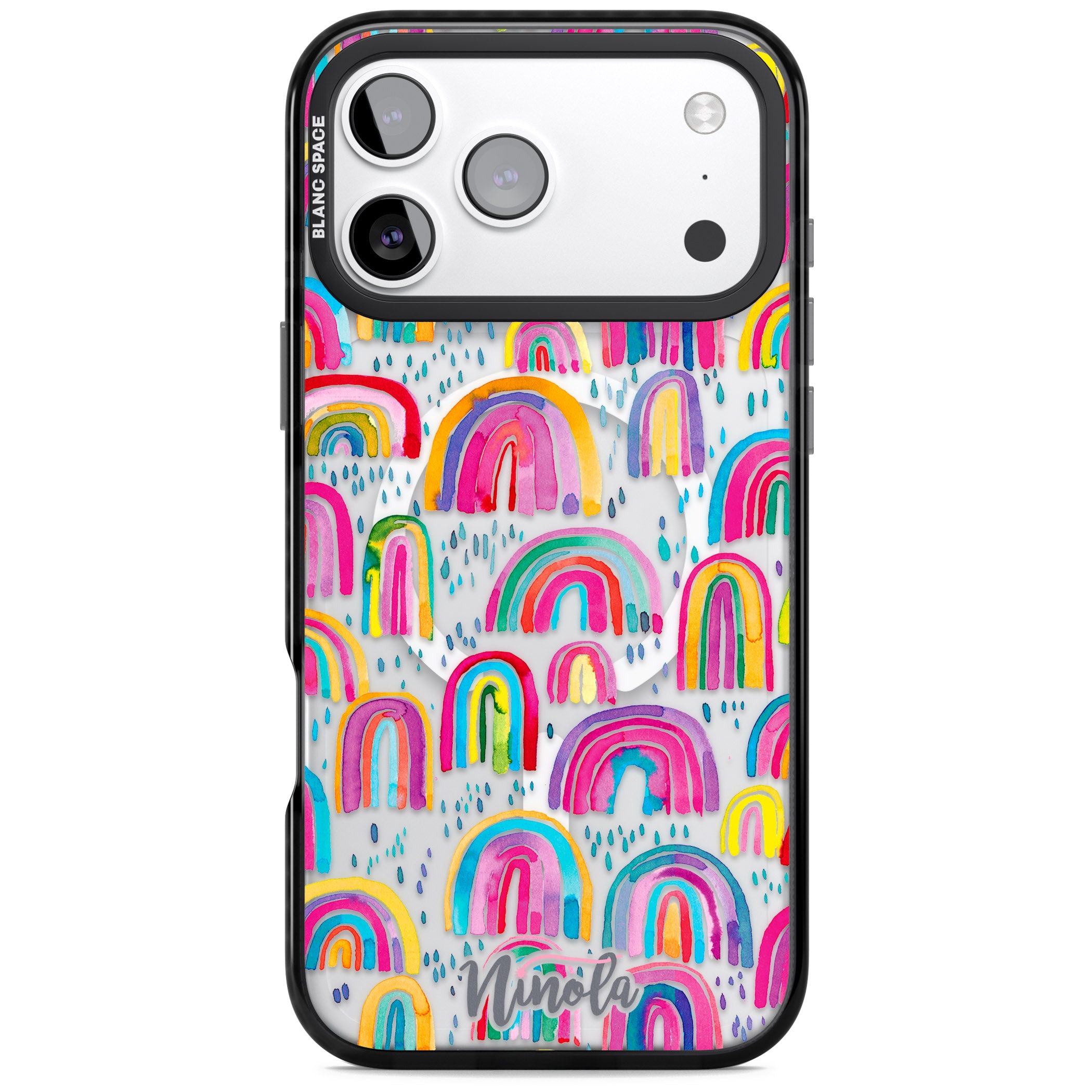 Watercolor Rainbow iPhone 17 Pro Impact Pro Black Phone Case
