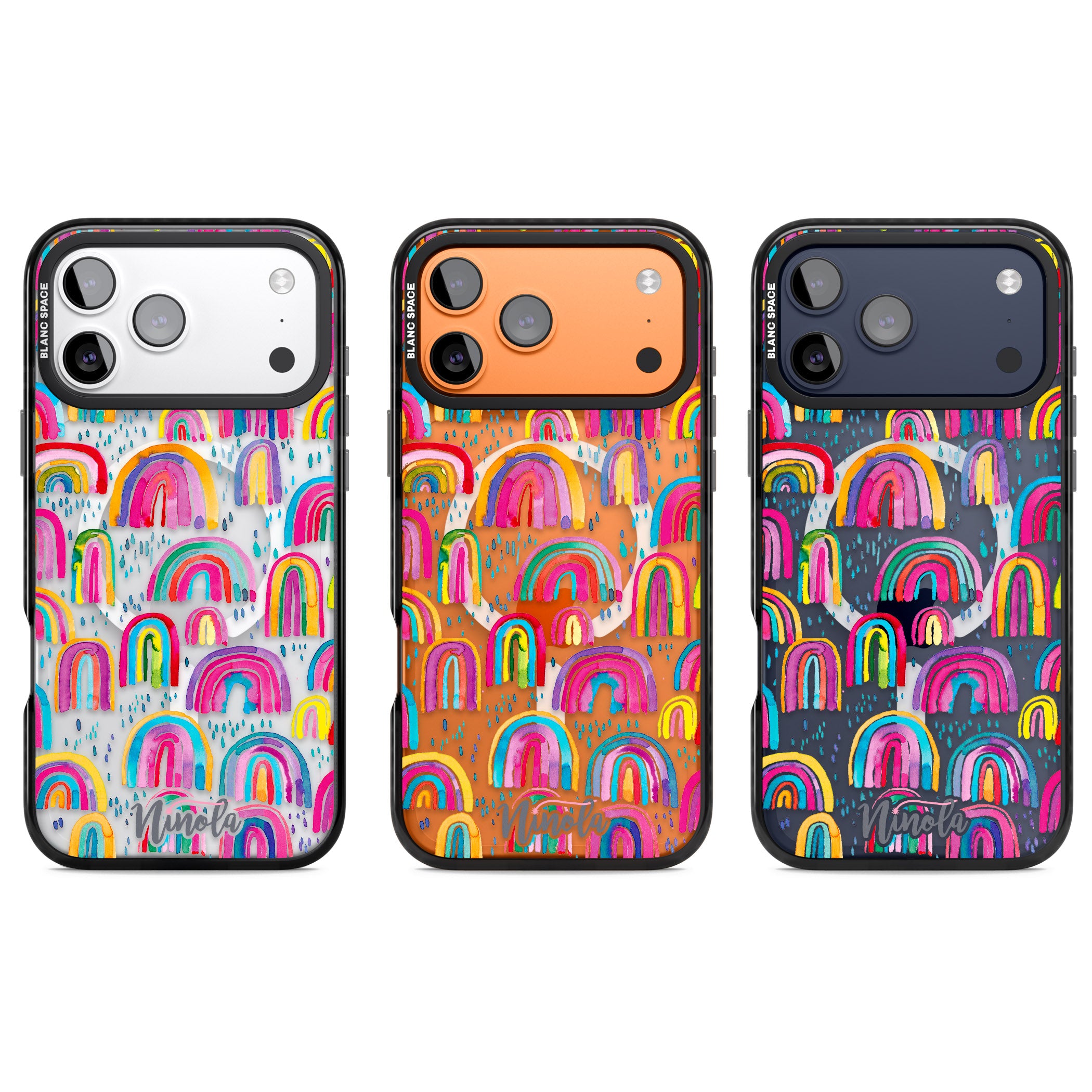 Watercolor Rainbow iPhone 17 Pro Impact Pro Black Phone Case APT Impact Protection
