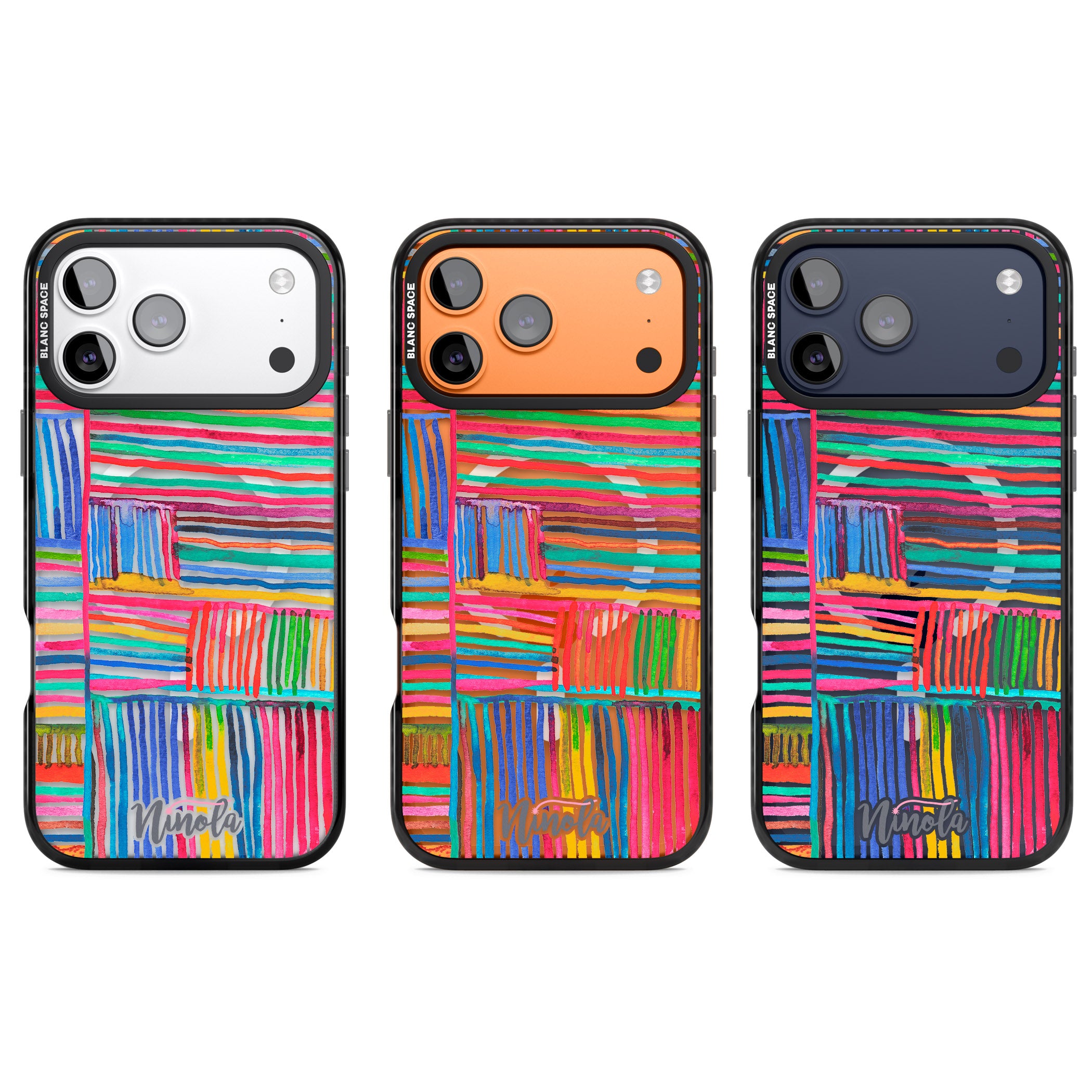 Vibrant Watercolor Lines iPhone 17 Pro Impact Pro Black Phone Case APT Impact Protection