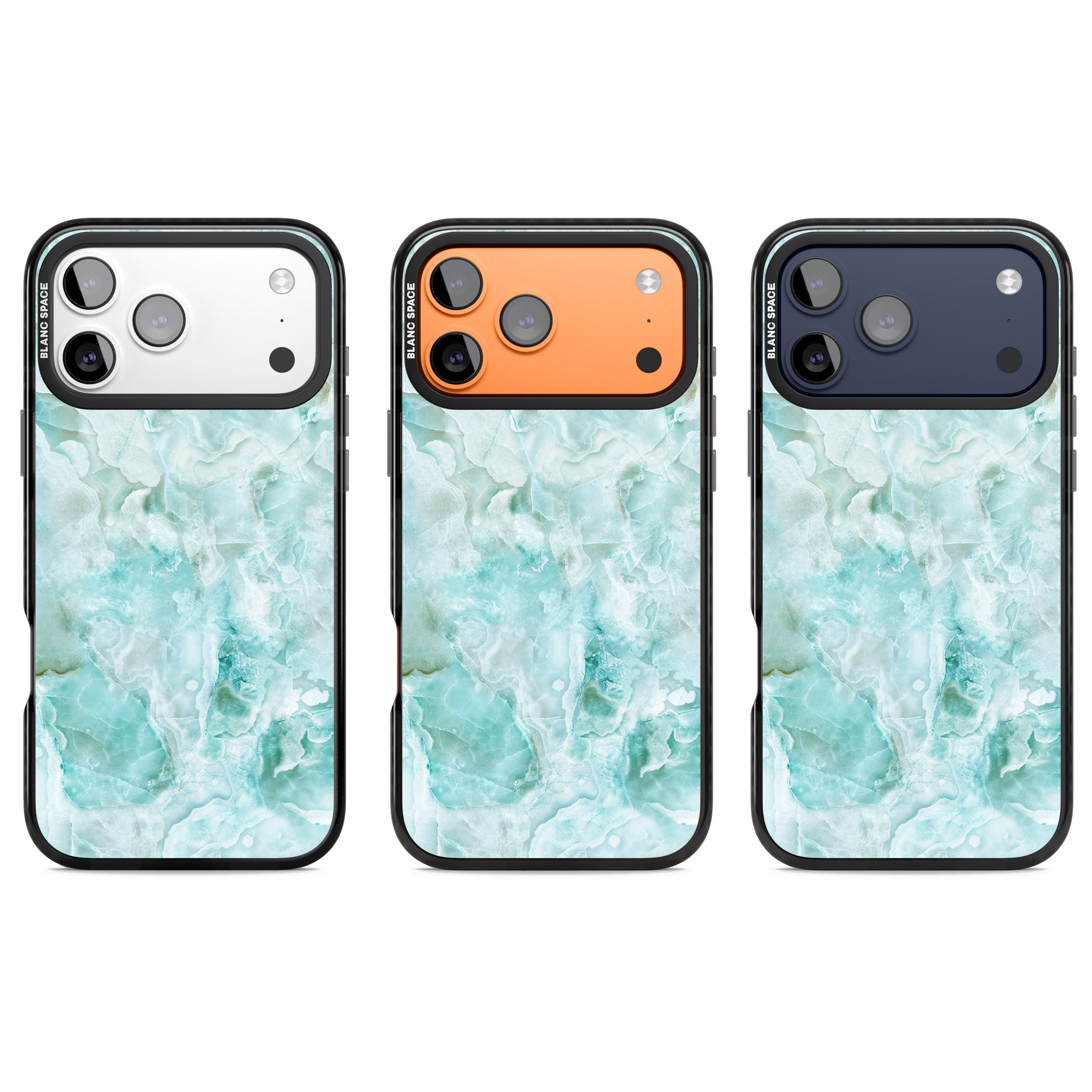 Aqua Onyx Marble iPhone 17 Pro Impact Pro Black Phone Case APT Impact Protection