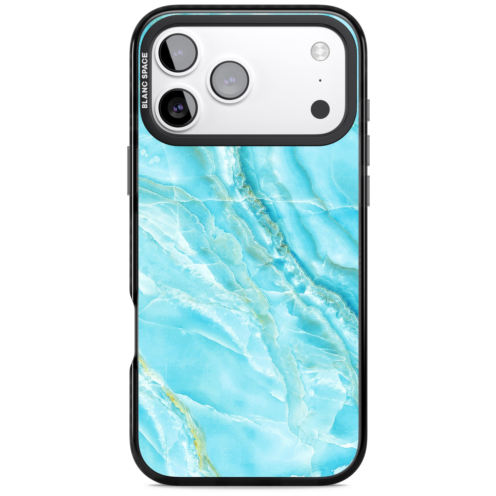 Blue Onyx Marble iPhone 17 Pro Impact Pro Black Phone Case