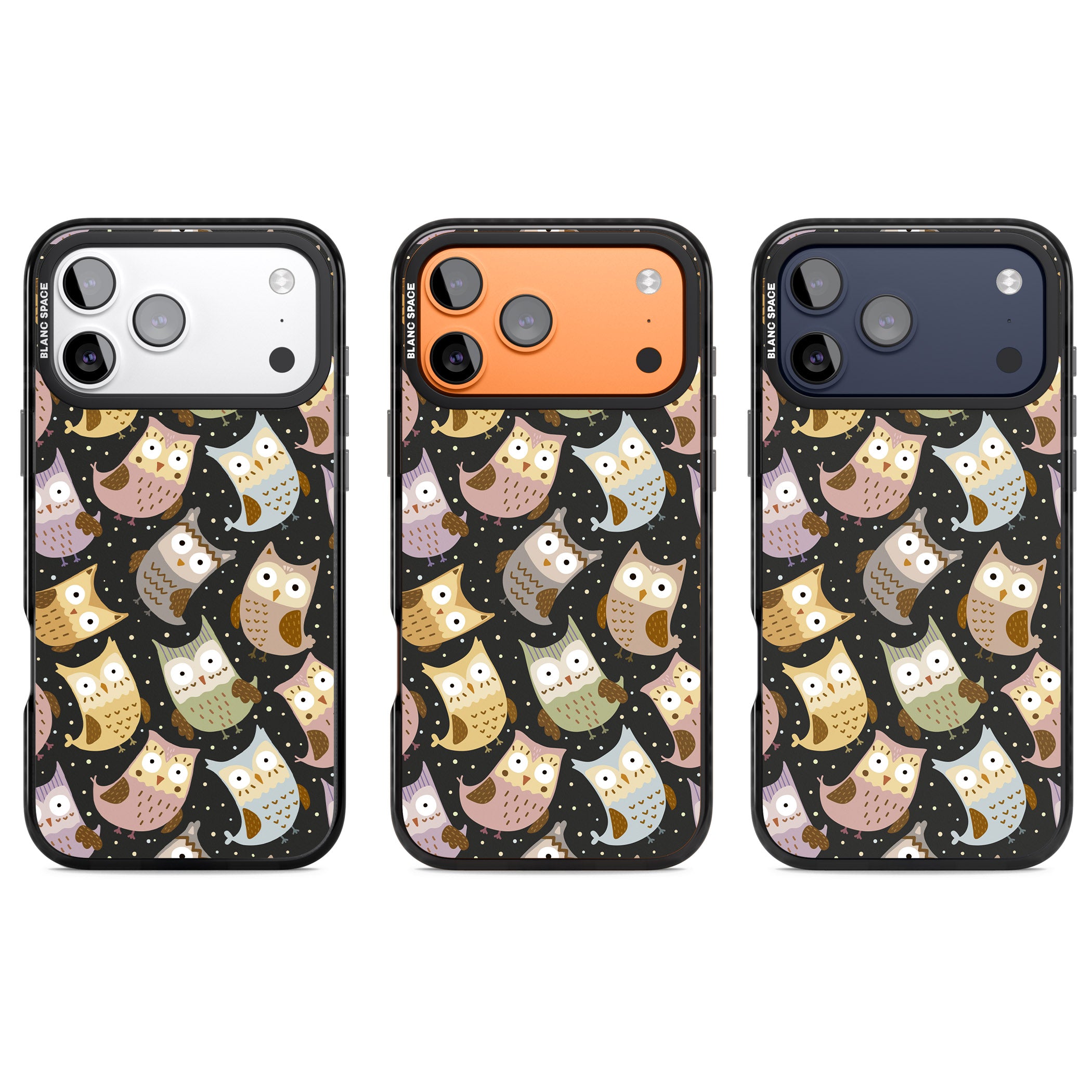 Cute Owl Pattern iPhone 17 Pro Impact Pro Black Phone Case APT Impact Protection