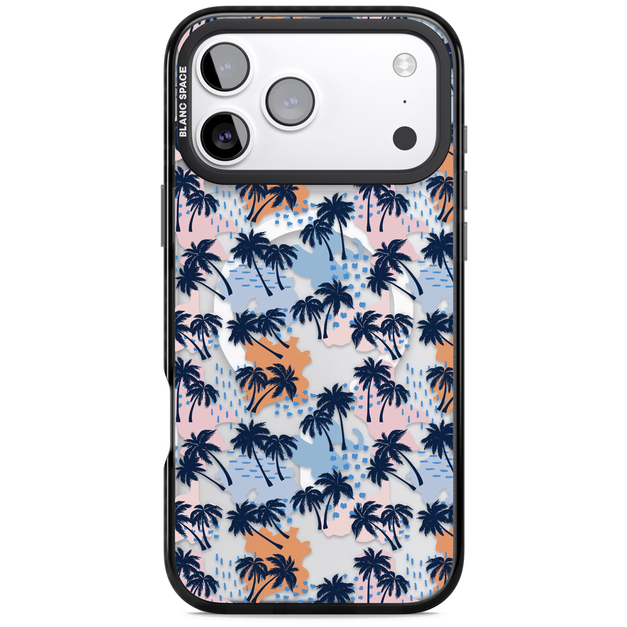 Tropical Vibes Palm Clear iPhone 17 Pro Impact Pro Black Phone Case