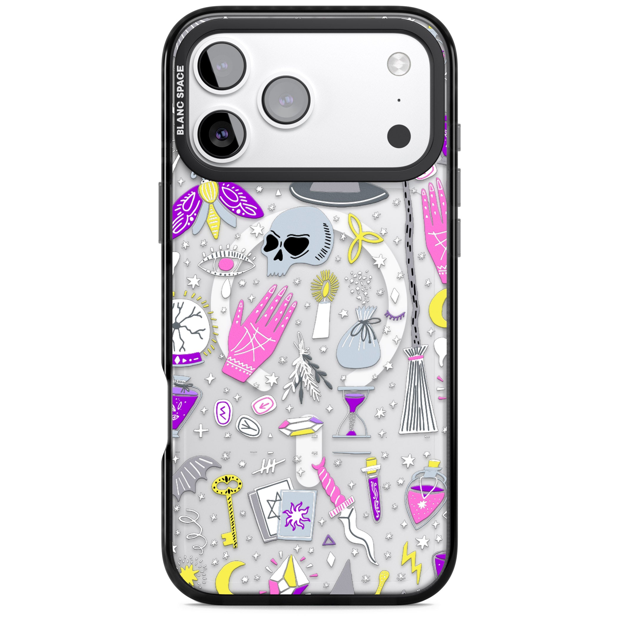 Black Magic Pattern iPhone 17 Pro Impact Pro Black Phone Case