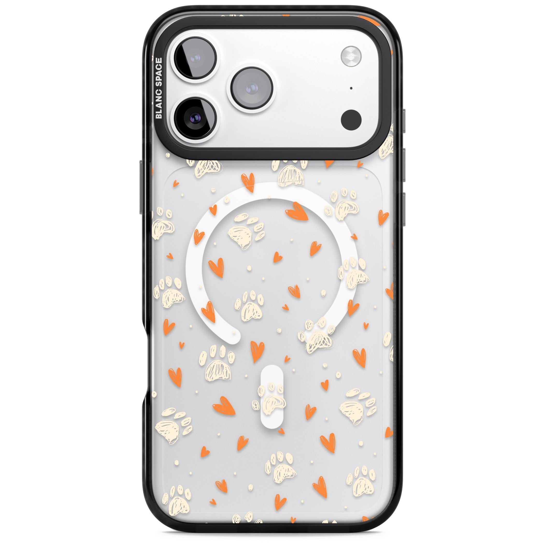 Paws And Hearts Pattern iPhone 17 Pro Impact Pro Black Phone Case