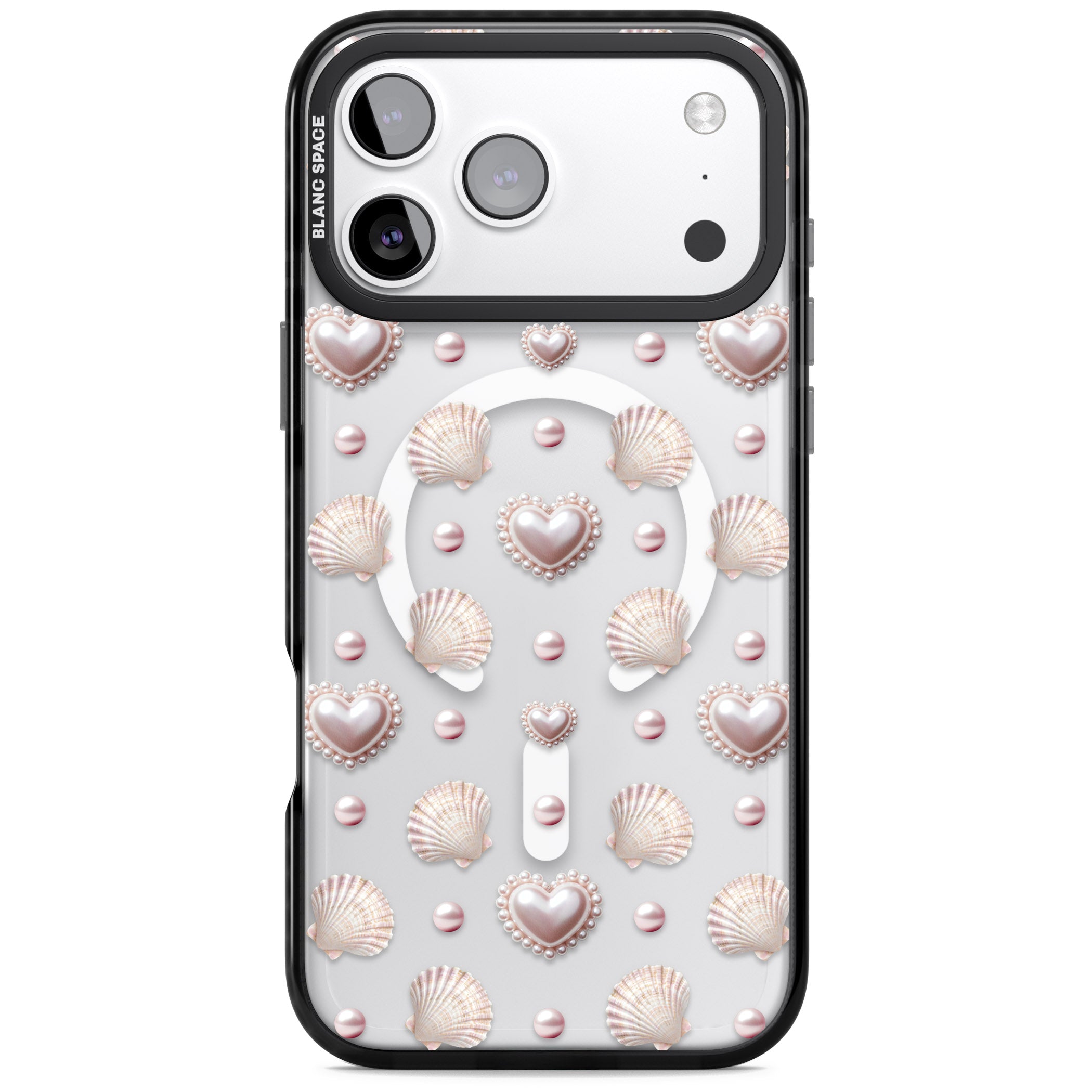 Pearl Hearts iPhone 17 Pro Impact Pro Black Phone Case