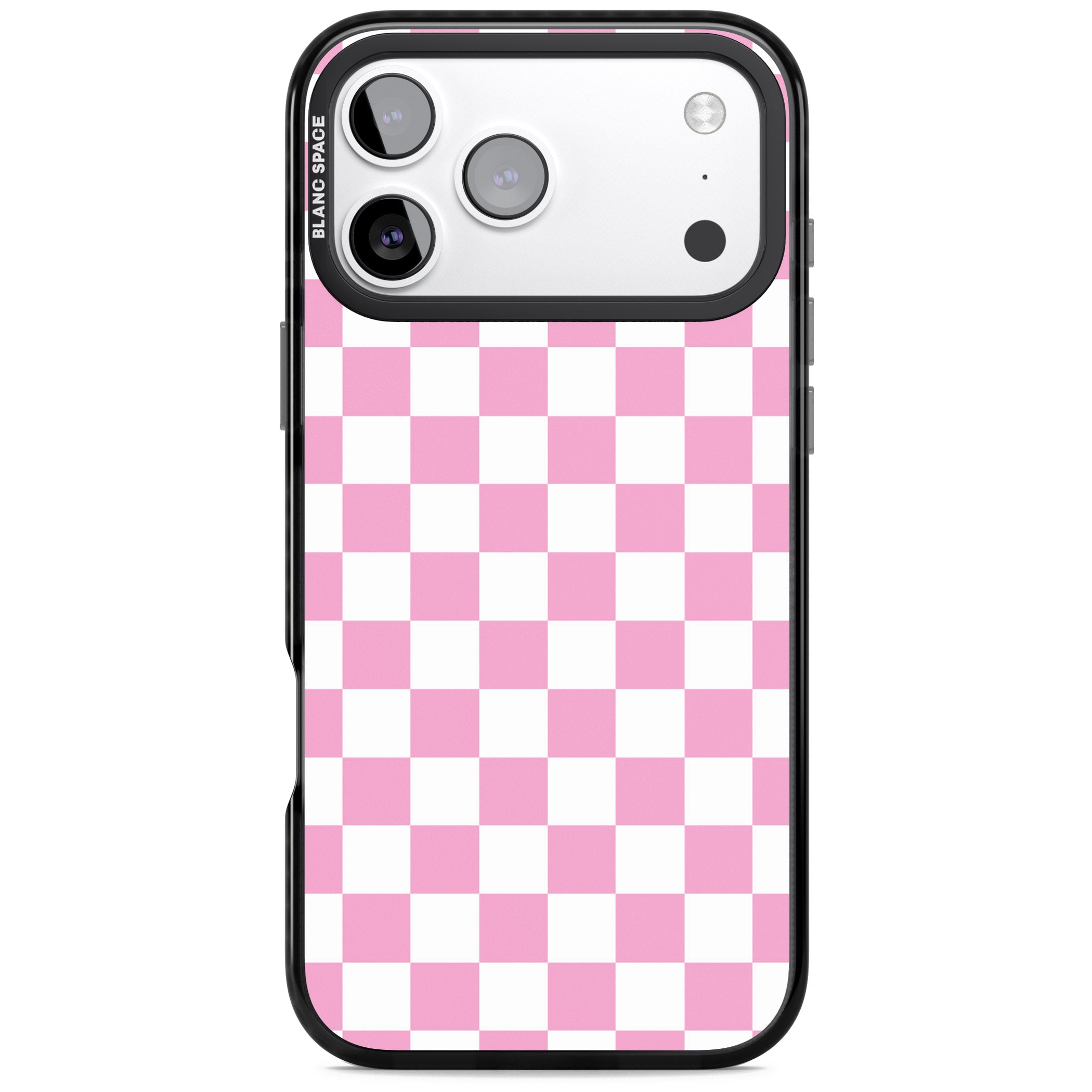 Pink Checkered iPhone 17 Pro Impact Pro Black Phone Case