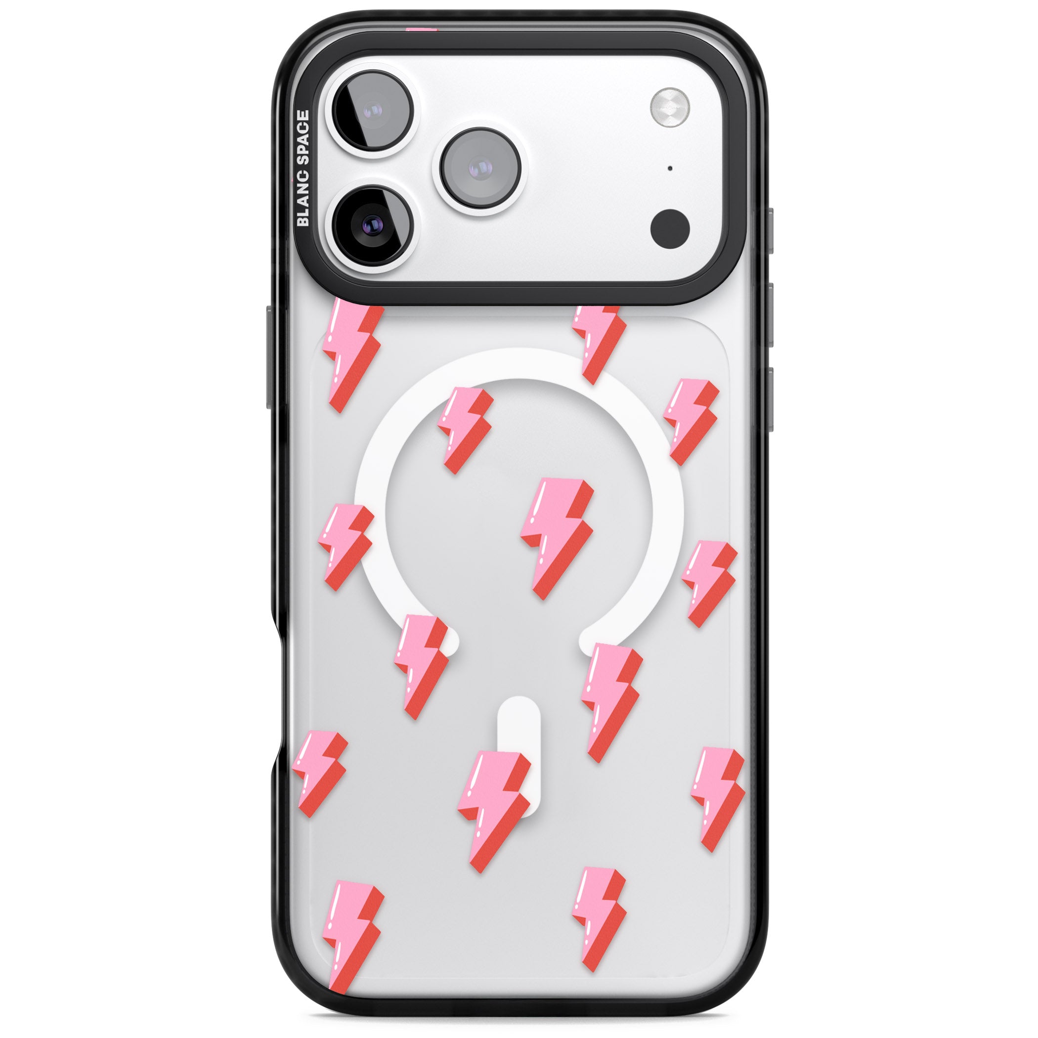 Pink Bolt Pattern iPhone 17 Pro Impact Pro Black Phone Case