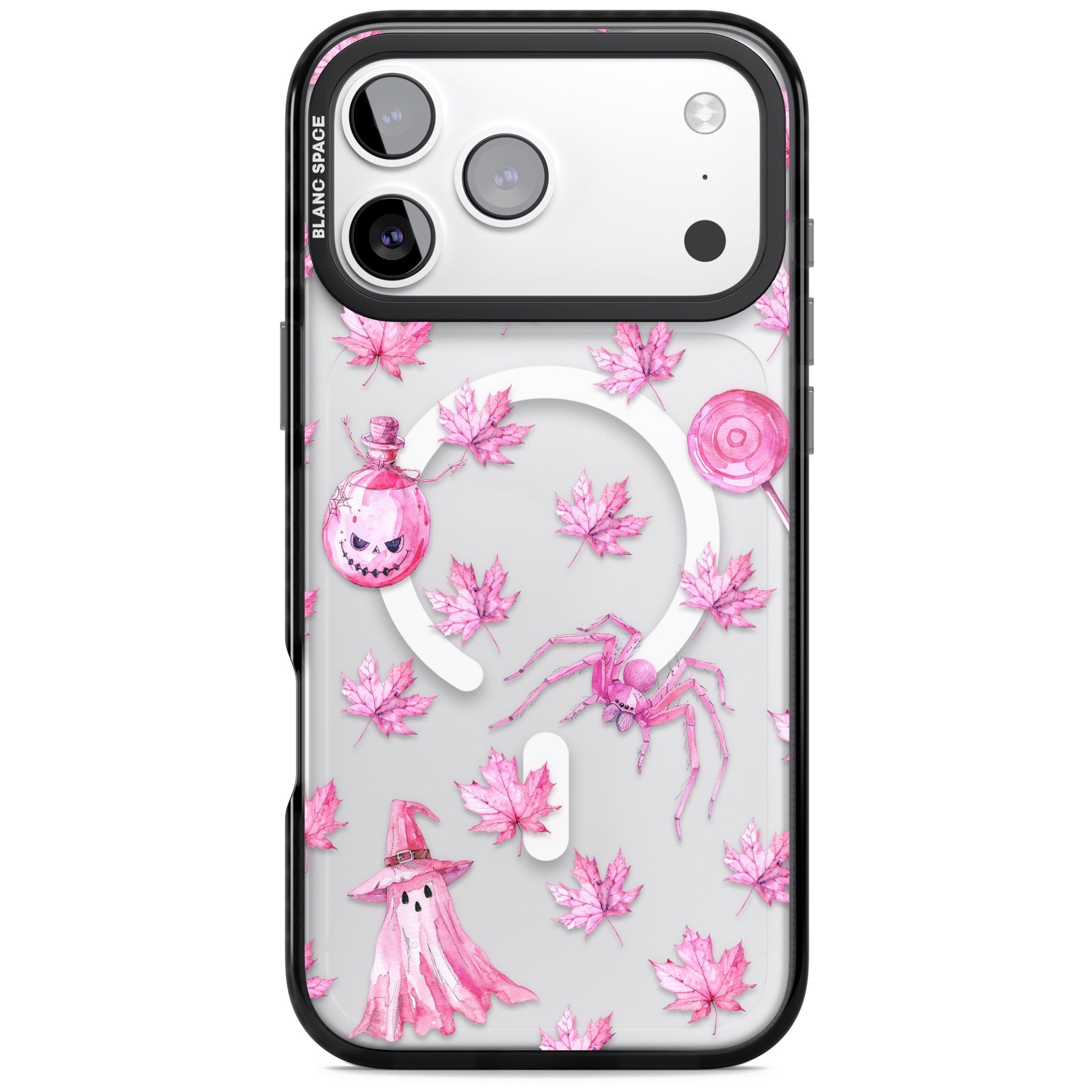 Pink Moon Maple iPhone 17 Pro Impact Pro Black Phone Case