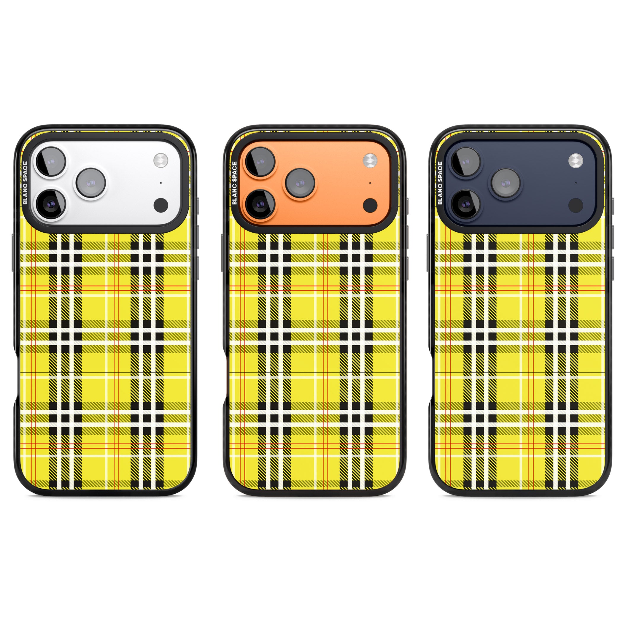 Yellow Plaid iPhone 17 Pro Impact Pro Black Phone Case APT Impact Protection