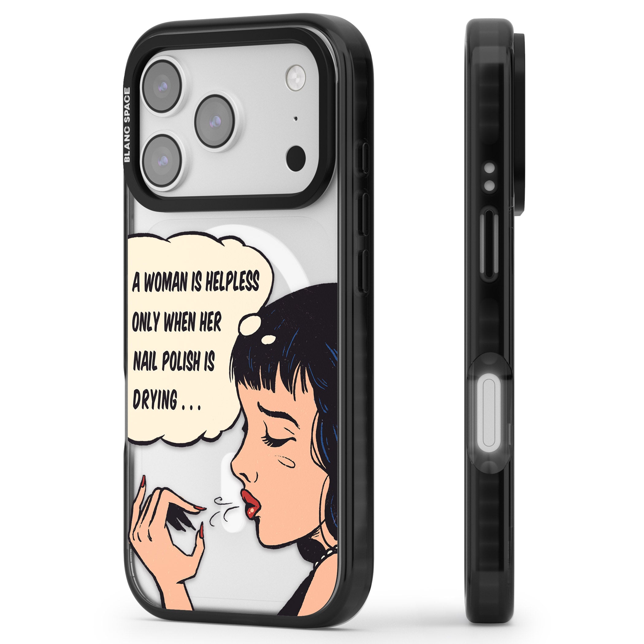Drying Nails Pop Art iPhone 17 Pro Impact Pro Black Phone Case Side Profile