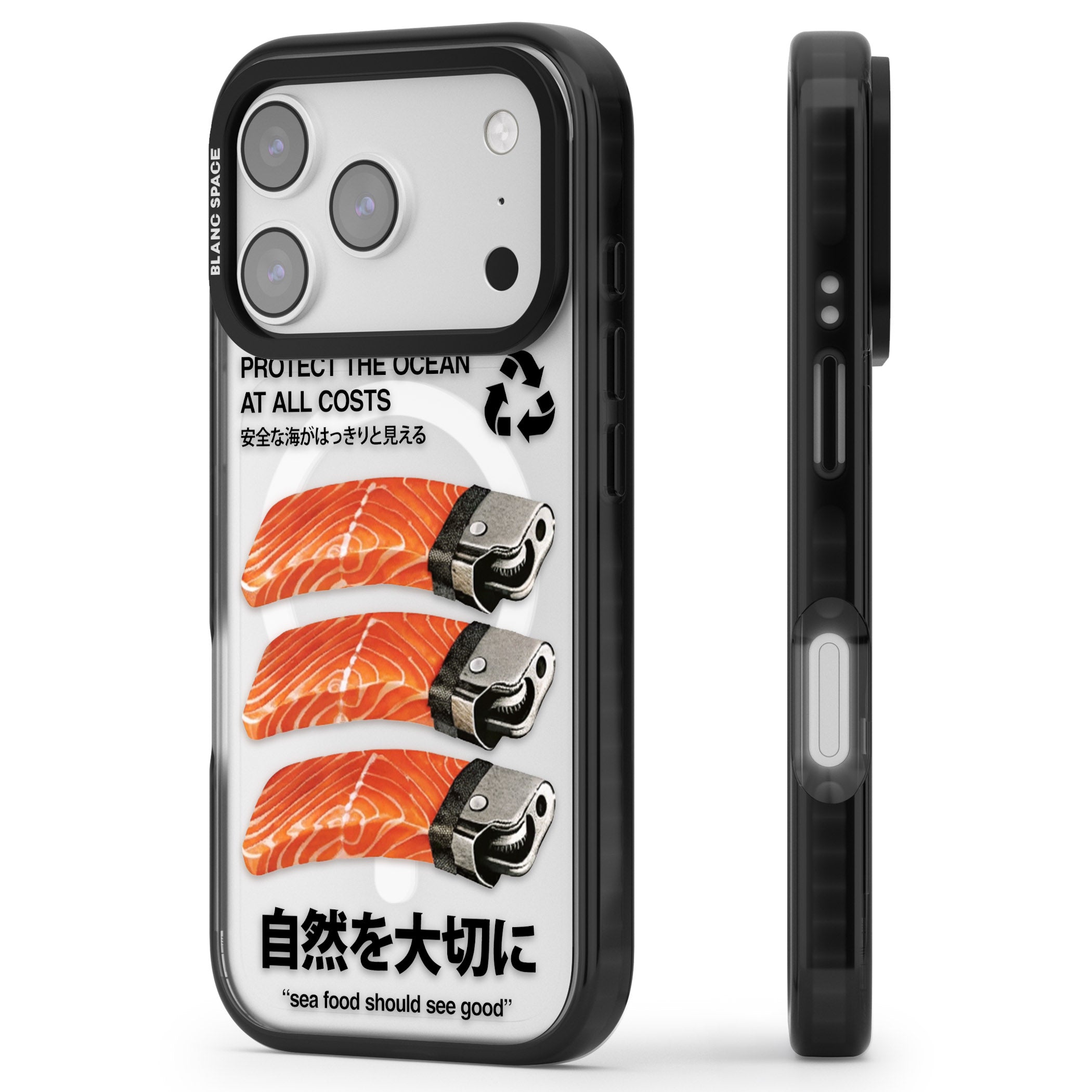 Protect The Ocean iPhone 17 Pro Impact Pro Black Phone Case Side Profile