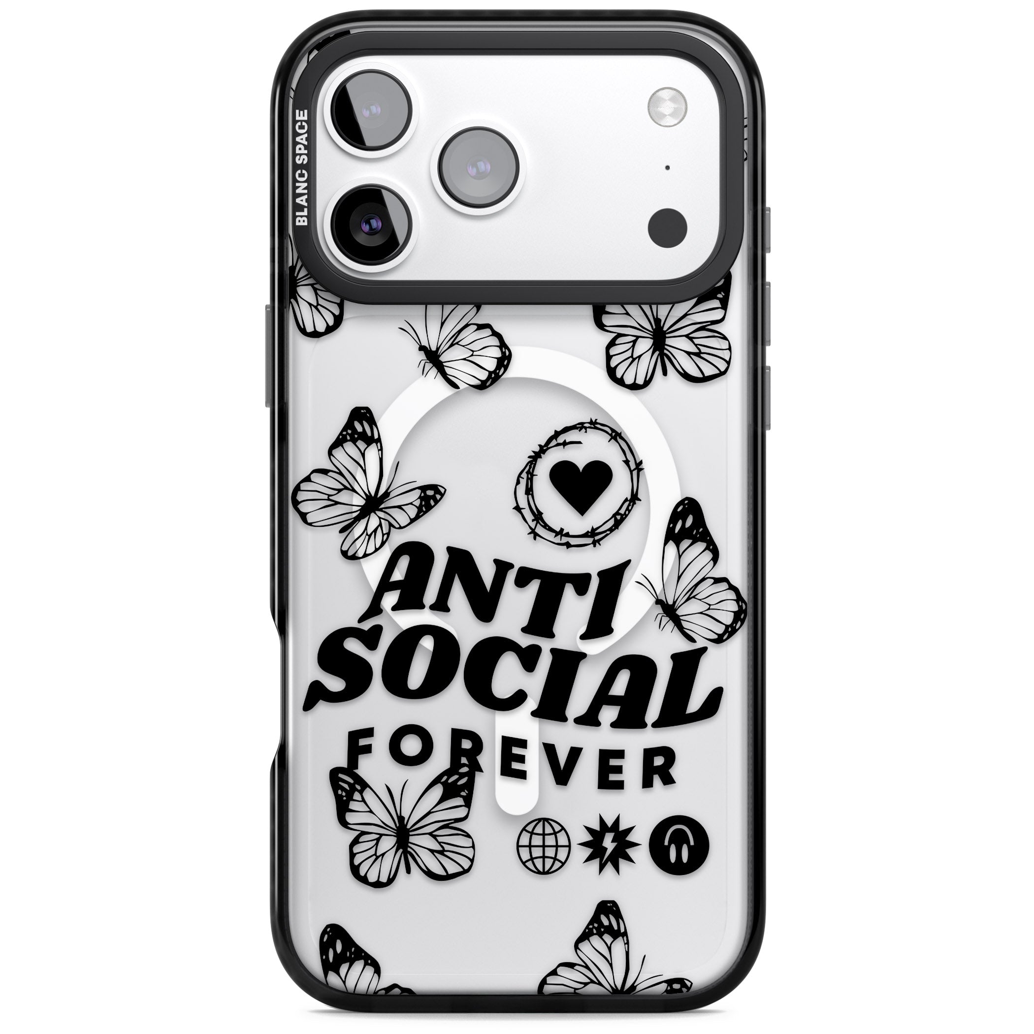Anti Social Forever iPhone 17 Pro Impact Pro Black Phone Case