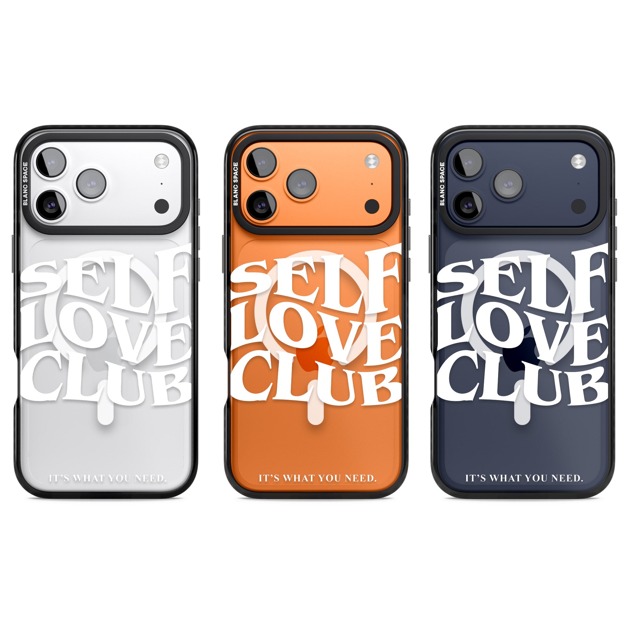 Self Love Club White iPhone 17 Pro Impact Pro Black Phone Case APT Impact Protection