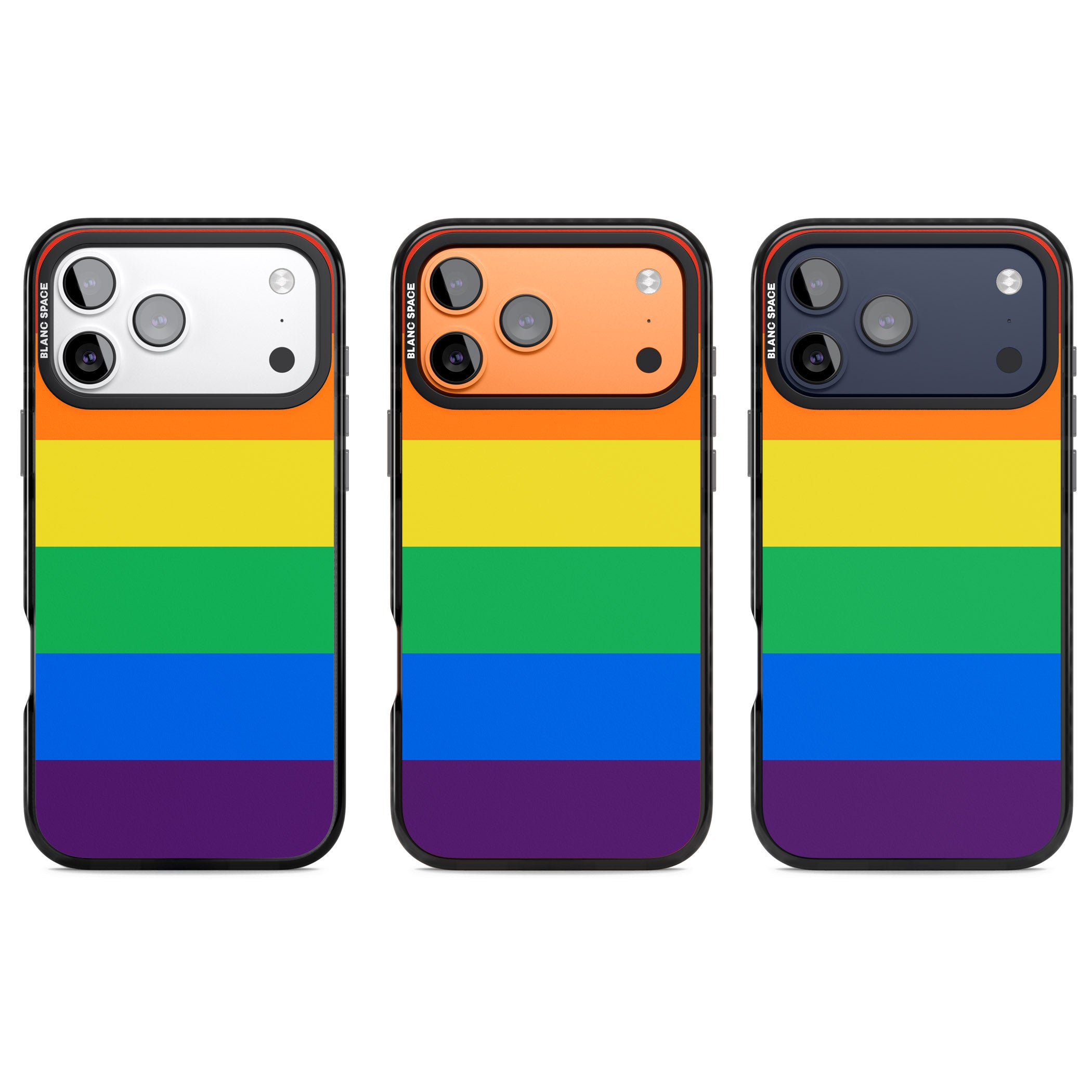 Rainbow Stripes iPhone 17 Pro Impact Pro Black Phone Case APT Impact Protection