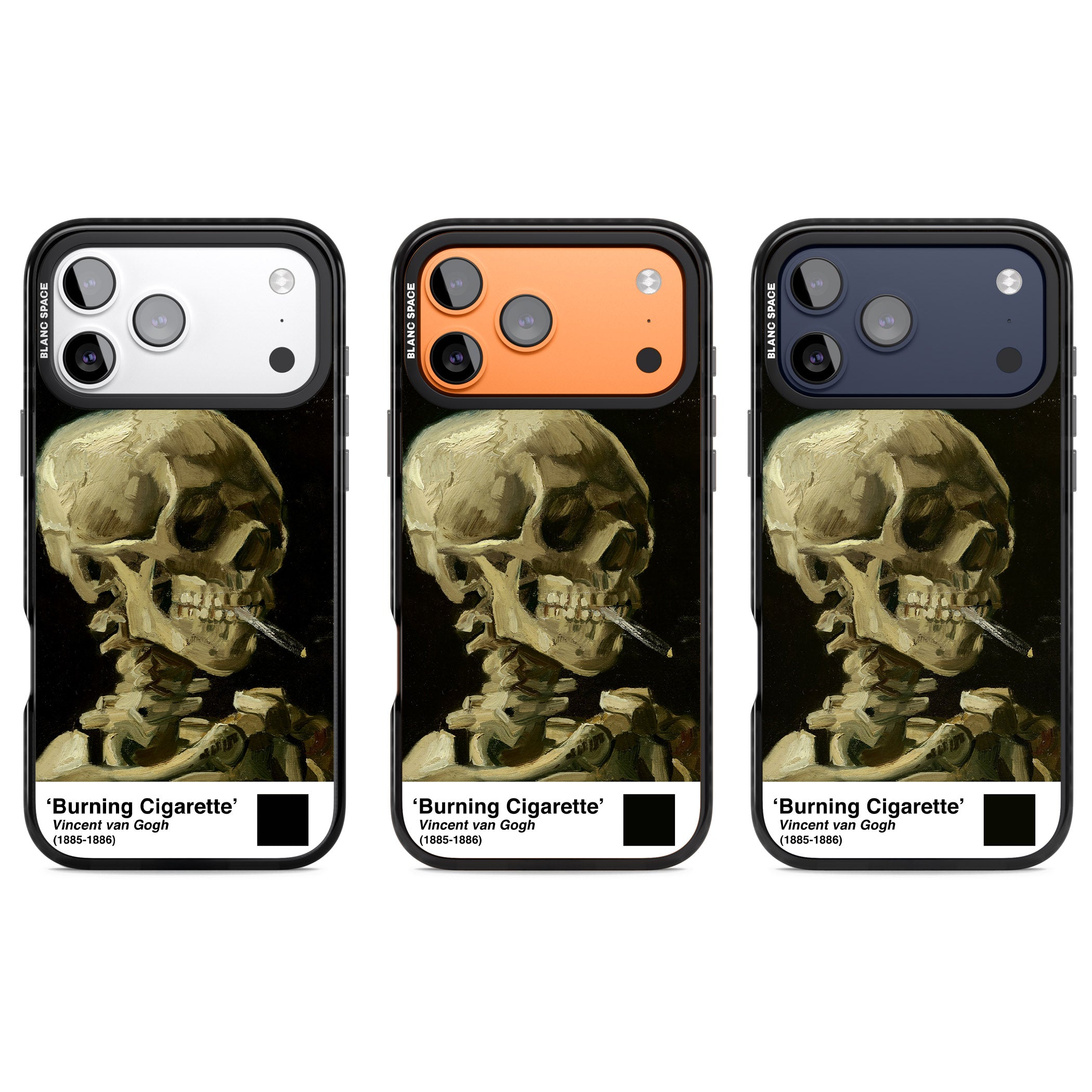 Skull Of A Skeleton With Burning Cigarette iPhone 17 Pro Impact Pro Black Phone Case APT Impact Protection