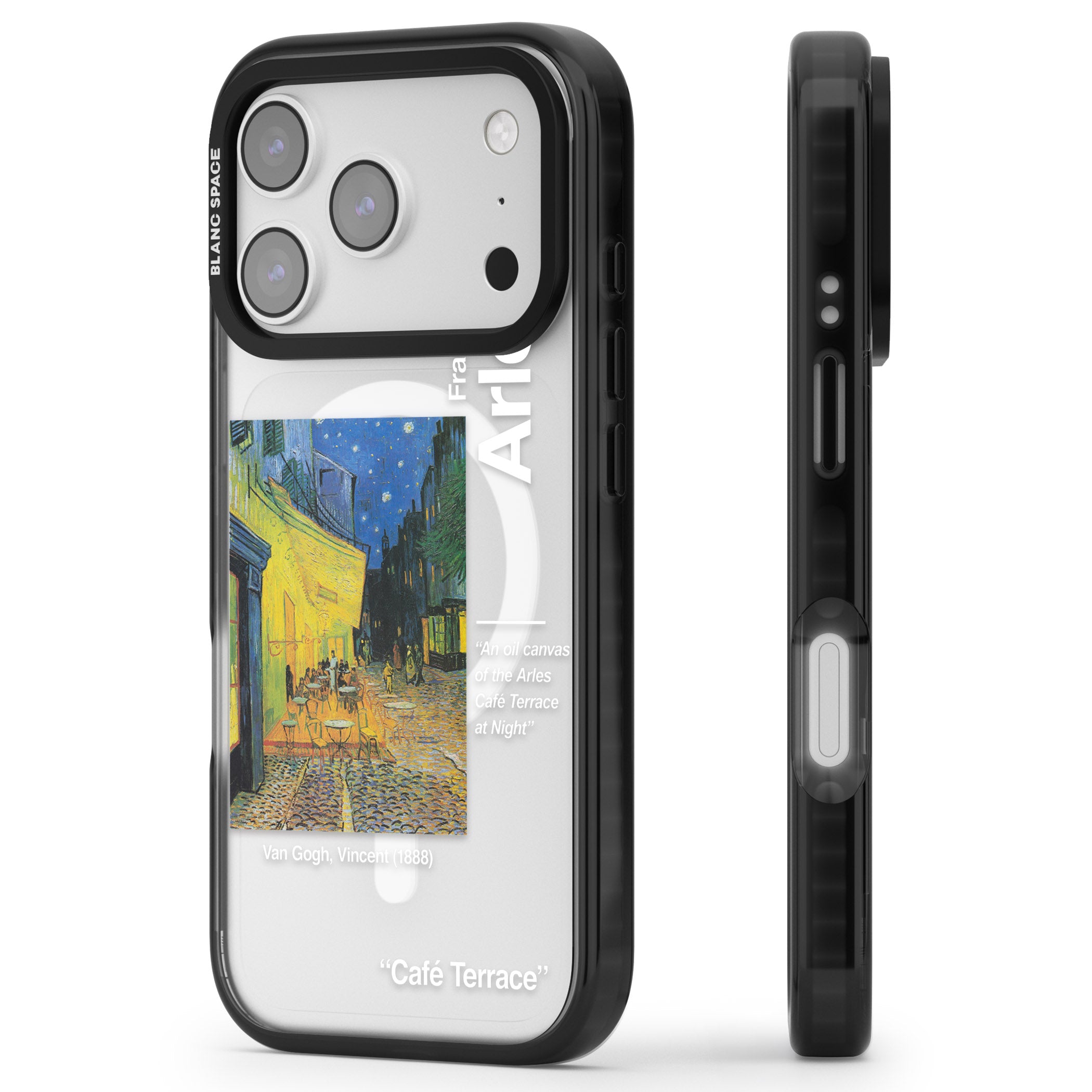 Cafe Terrace At Night iPhone 17 Pro Impact Pro Black Phone Case Side Profile