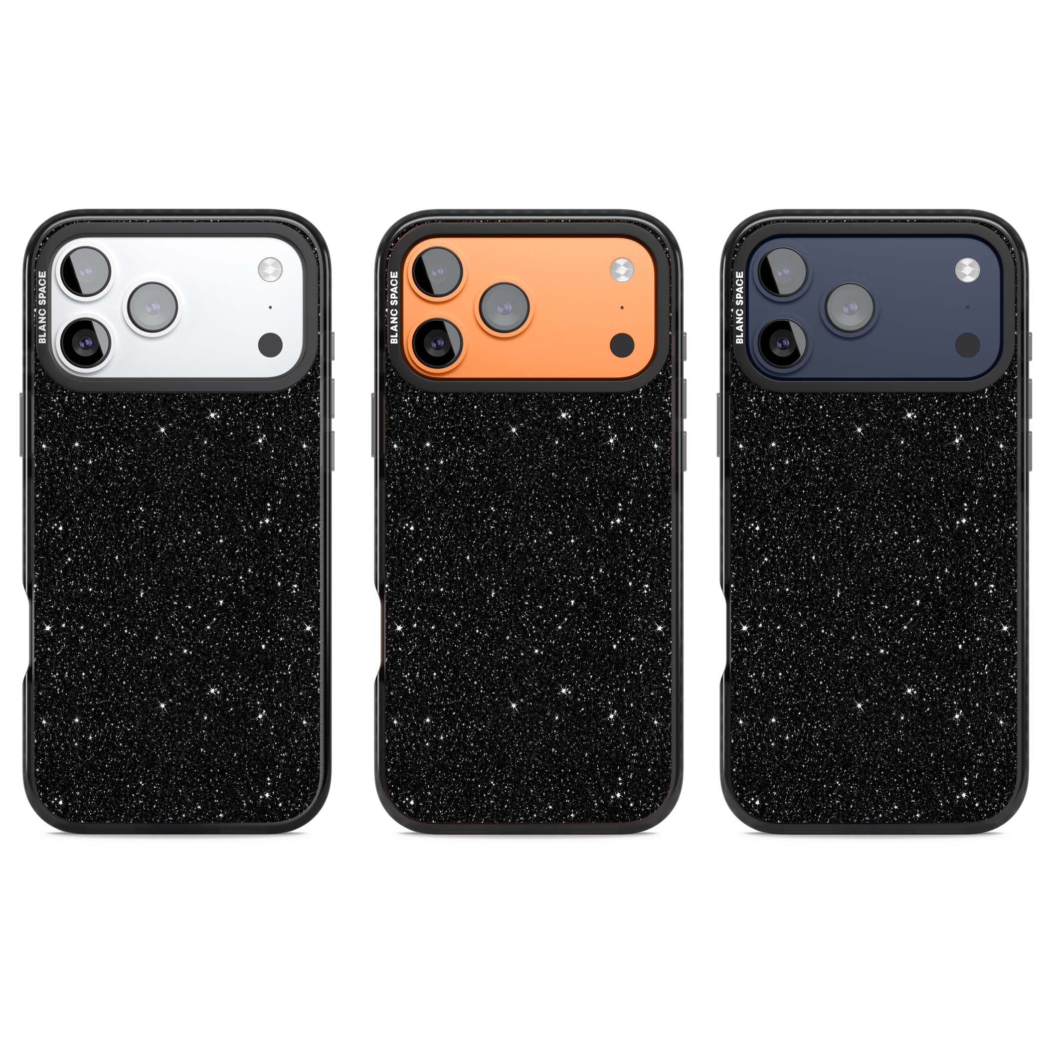 Black Glitter black glitter iPhone case featuring an all-over sparkly shimmer pattern on a jet black base | Black Impact Magsafe case for iPhone 17 Pro, iPhone 17 Pro Max