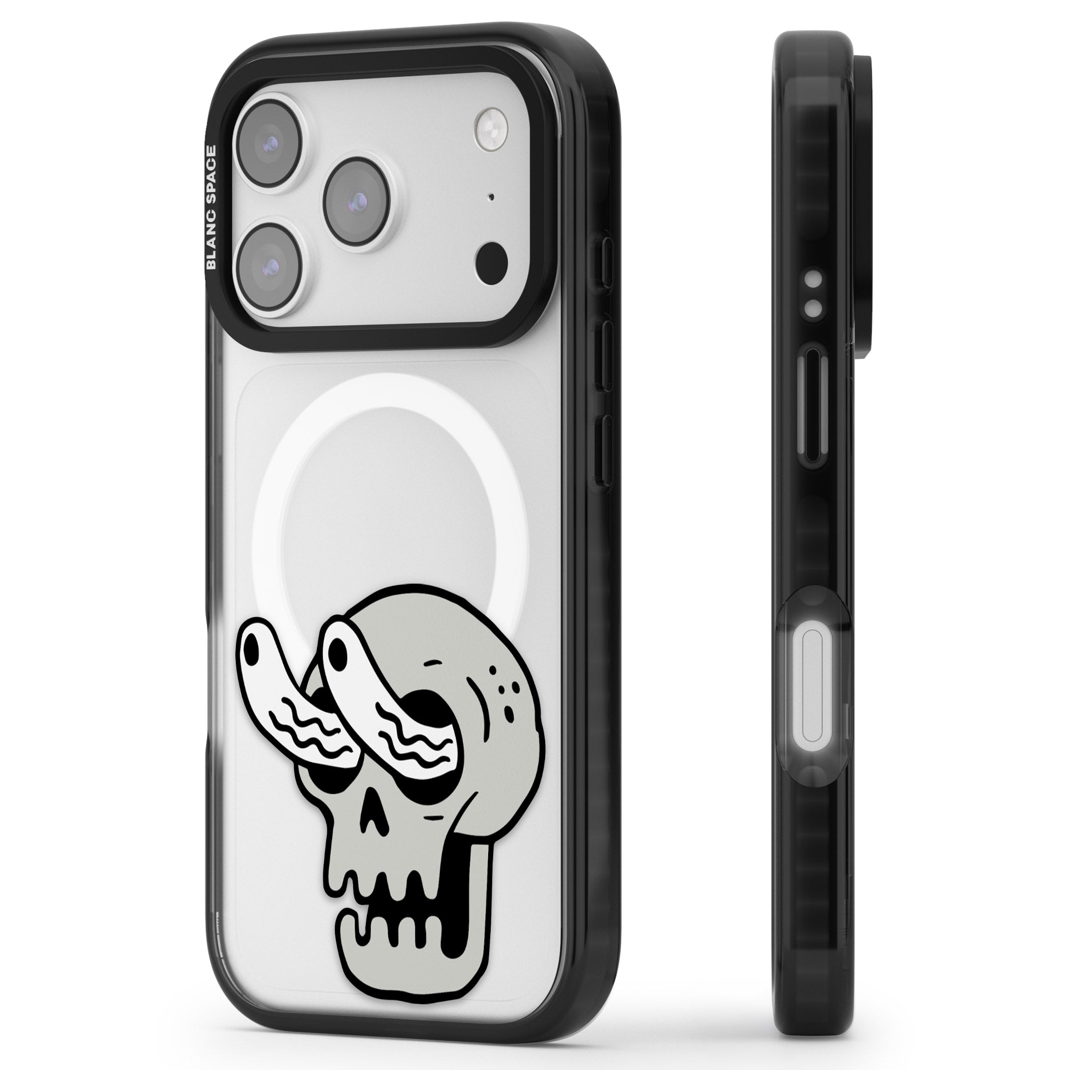 Skull Eyes iPhone 17 Pro Impact Pro Black Phone Case Side Profile