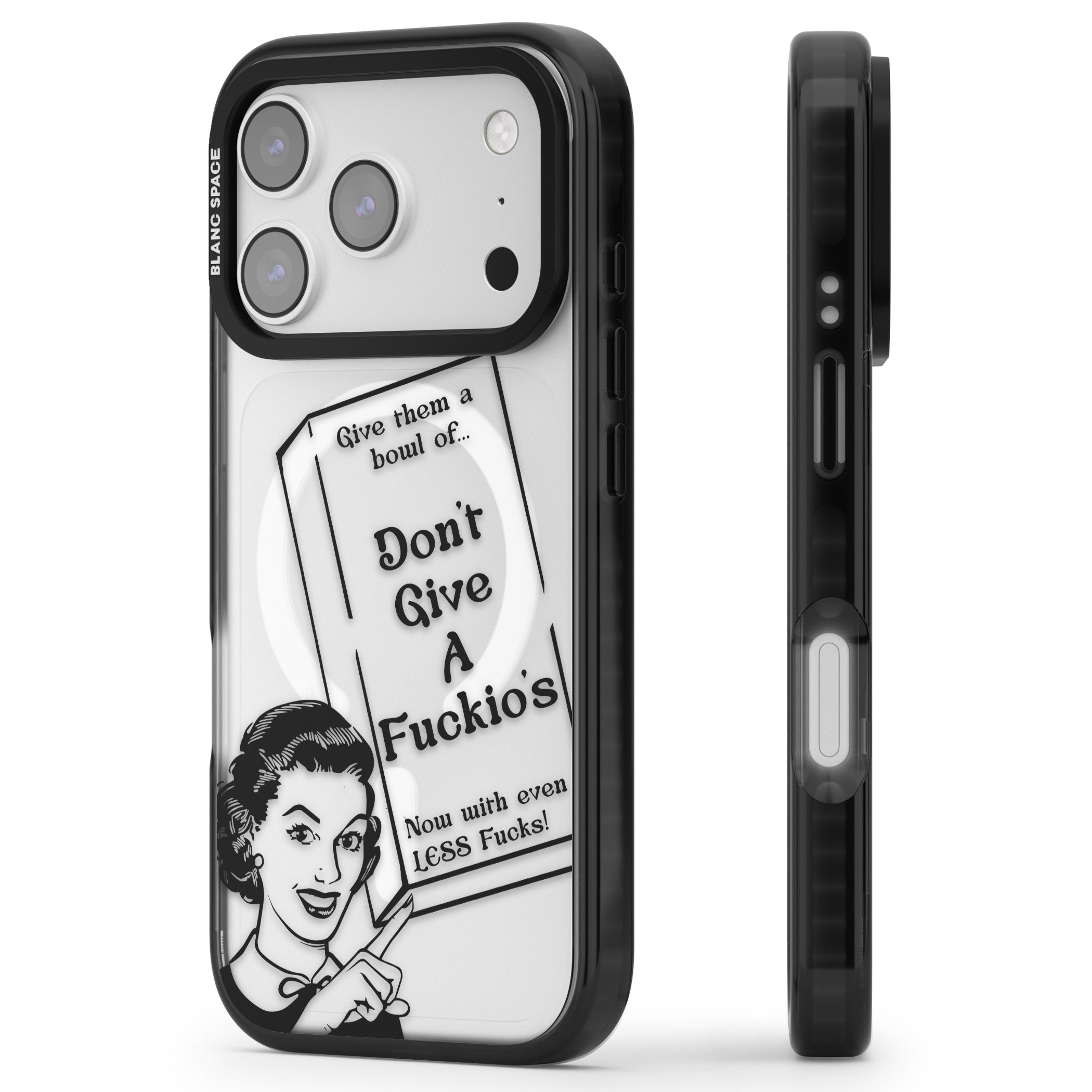 Dont Give A F Ckios Cereal iPhone 17 Pro Impact Pro Black Phone Case Side Profile