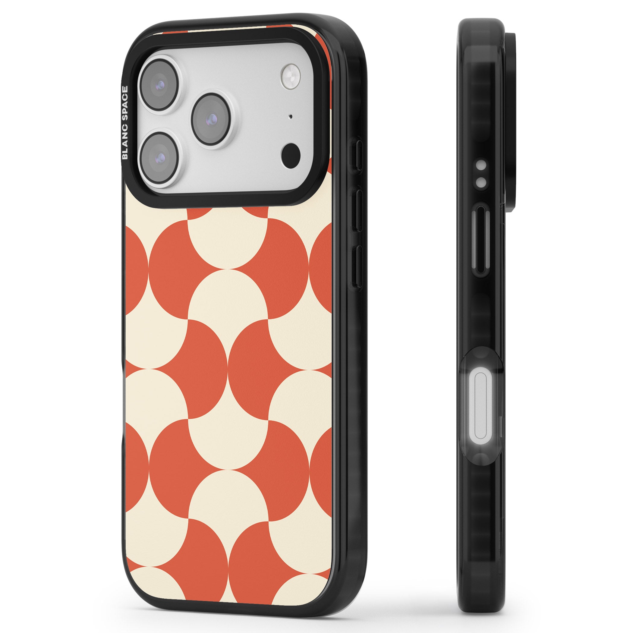 Abstract Retro Shapes iPhone 17 Pro Impact Pro Black Phone Case Side Profile