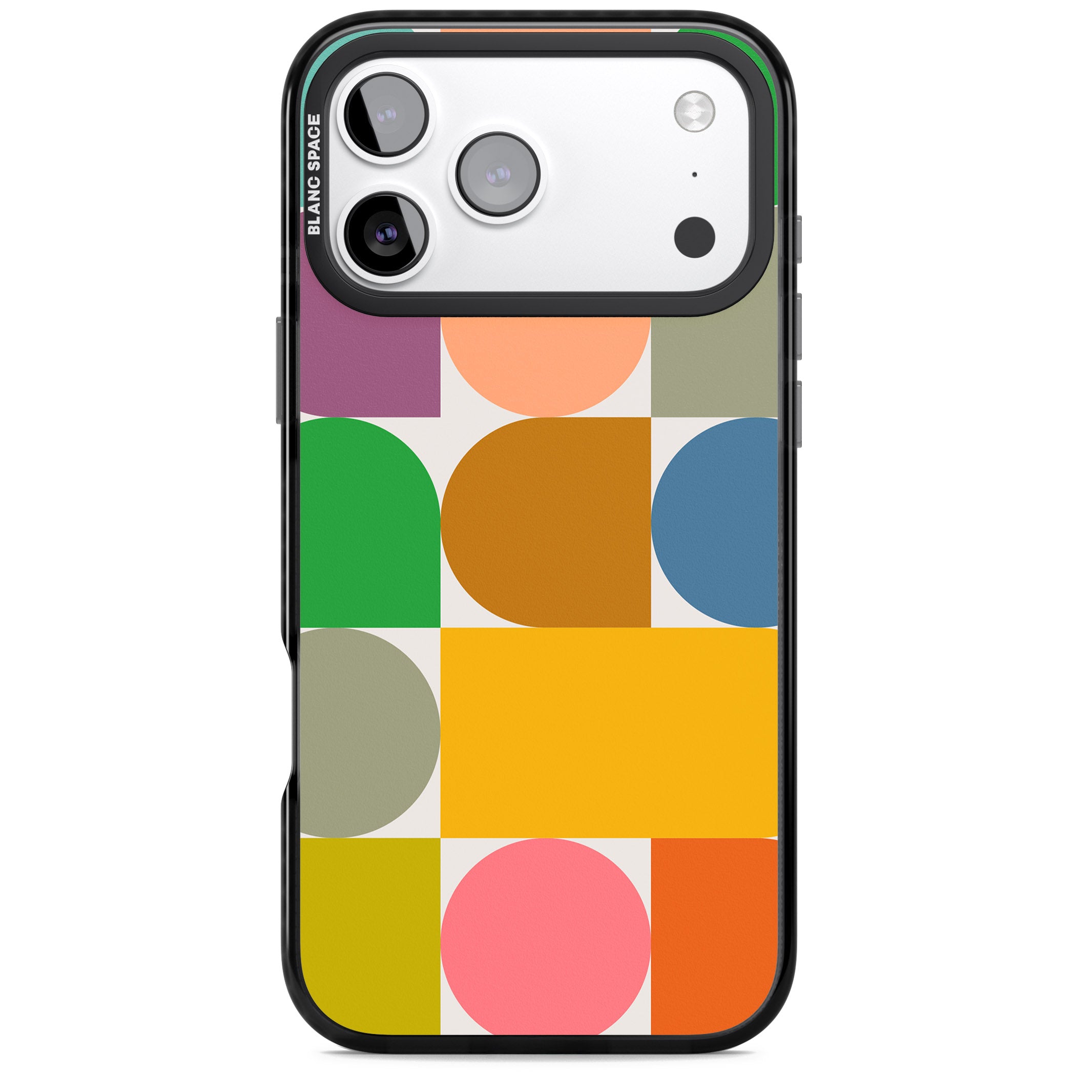Retro Colorful Shapes iPhone 17 Pro Impact Pro Black Phone Case