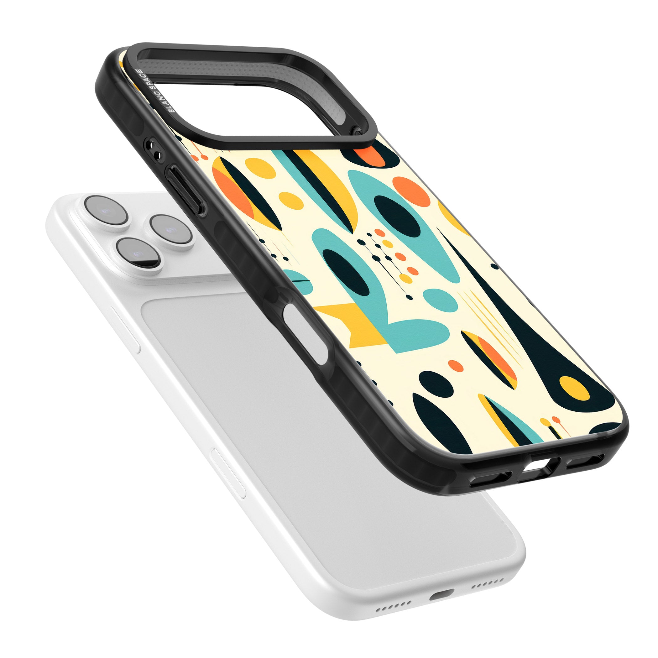 Mid Century Atomic Pattern iPhone 17 Pro Impact Pro Black Phone Case Colours