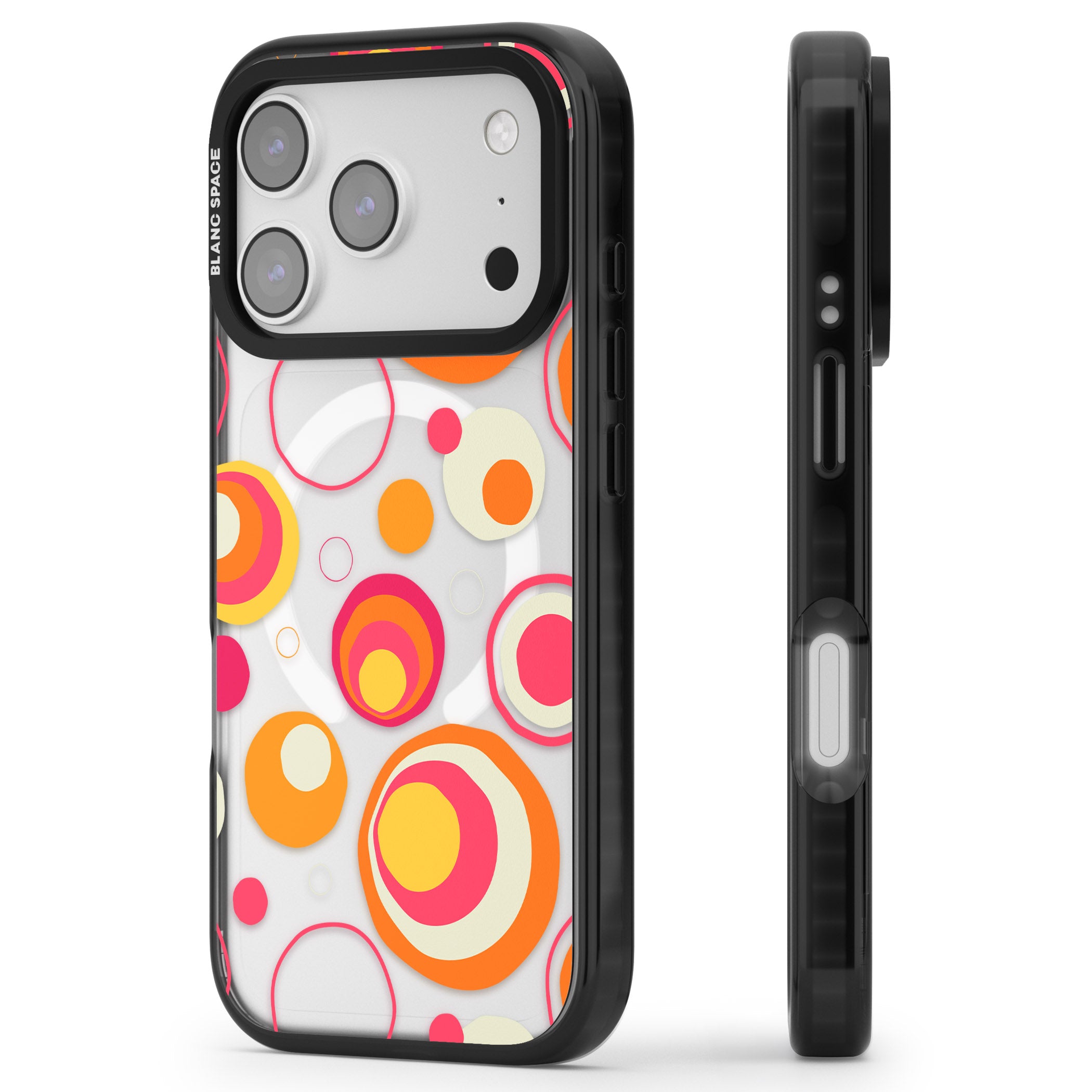 Mid Century Party Pattern iPhone 17 Pro Impact Pro Black Phone Case Side Profile