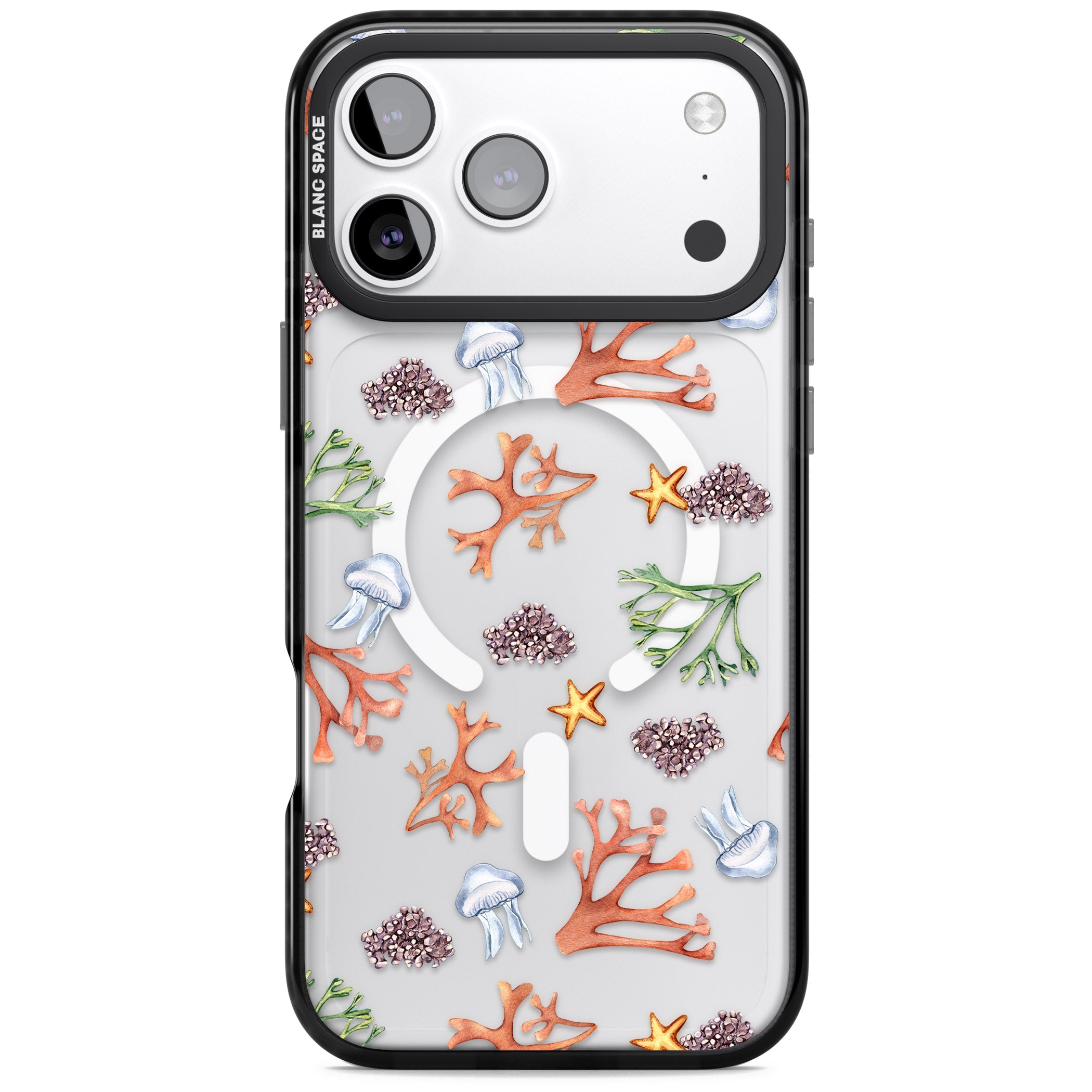 Coral & Jellyfish iPhone 17 Pro Impact Pro Black Phone Case