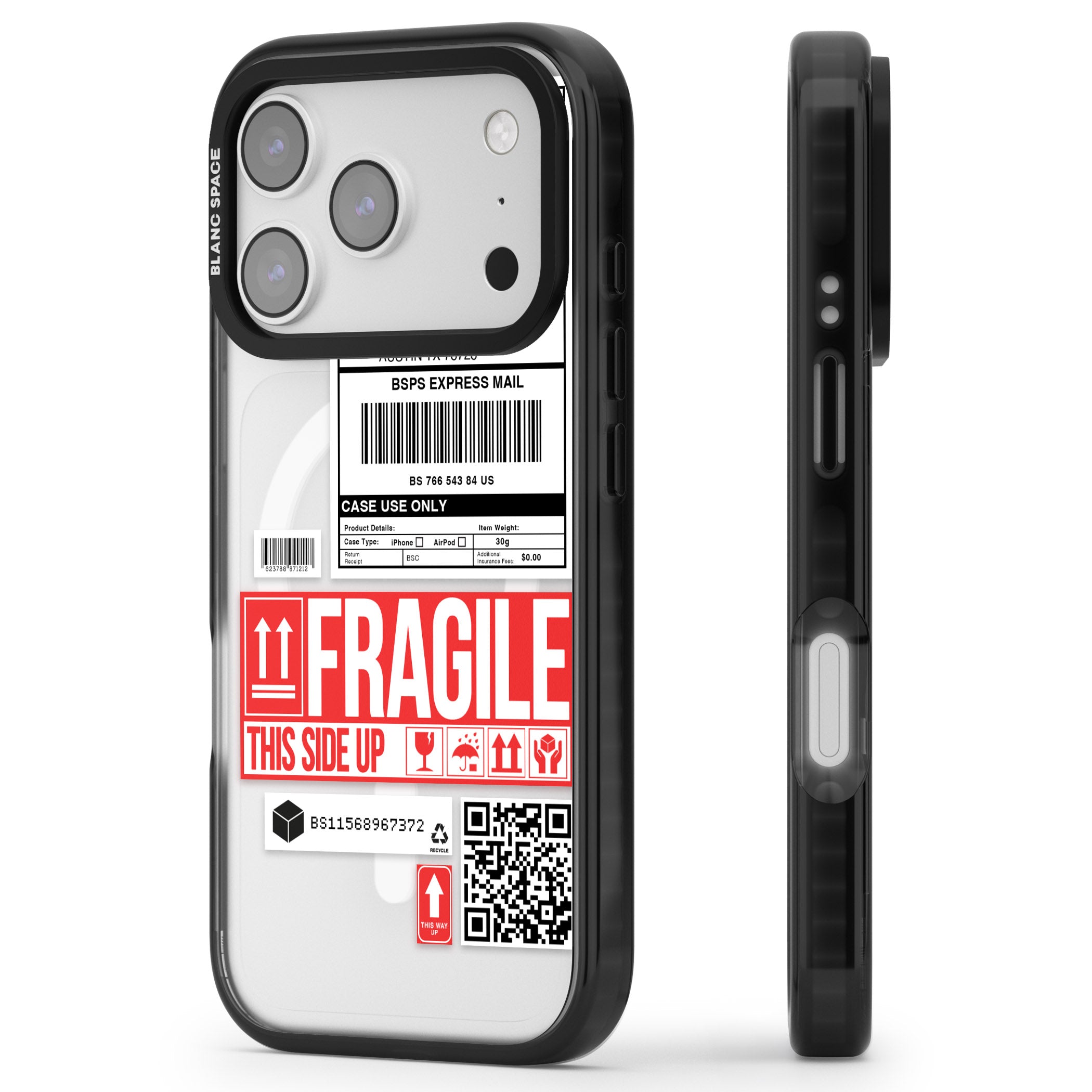 Shipping Label iPhone 17 Pro Impact Pro Black Phone Case Side Profile
