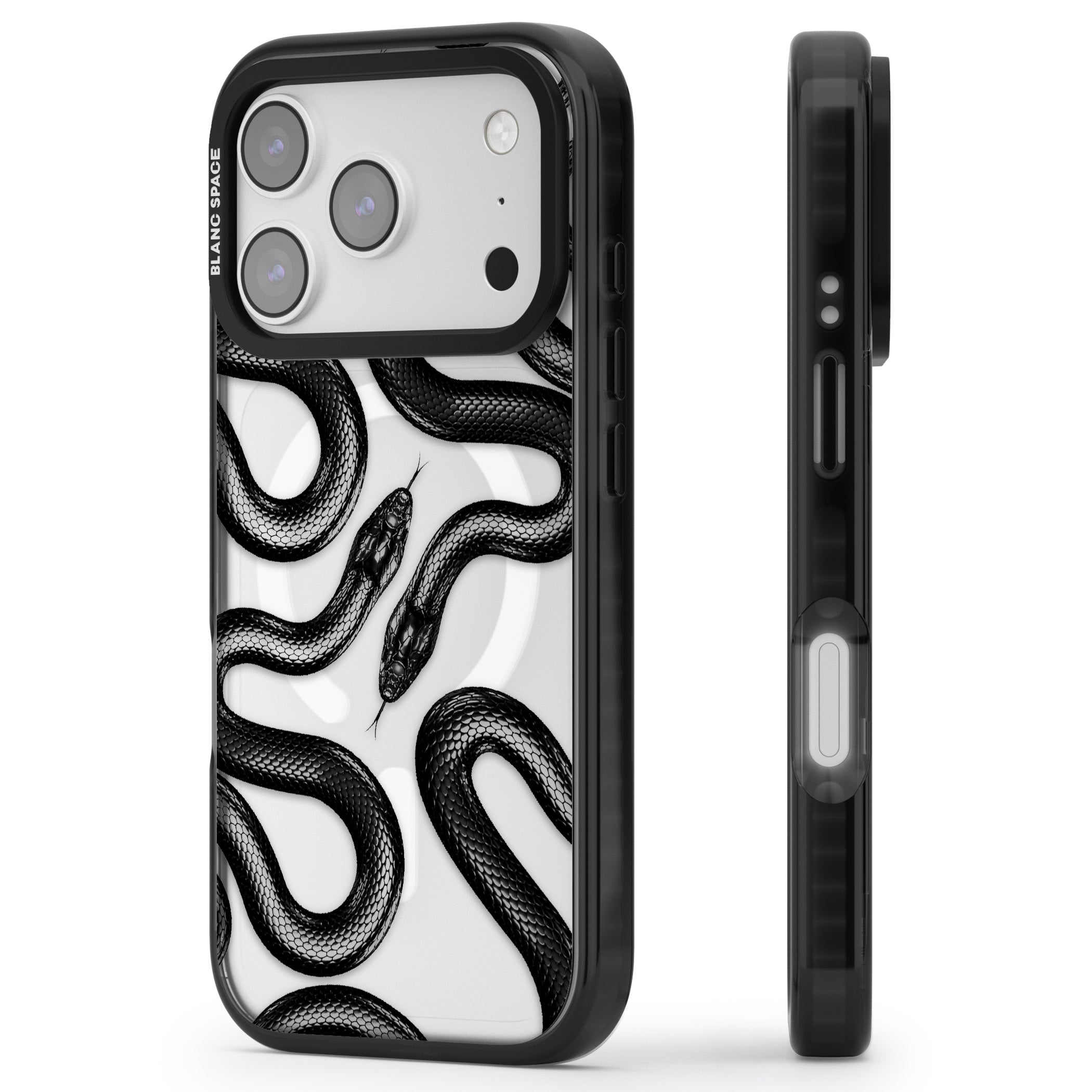 Black Kingsnake iPhone 17 Pro Impact Pro Black Phone Case Side Profile