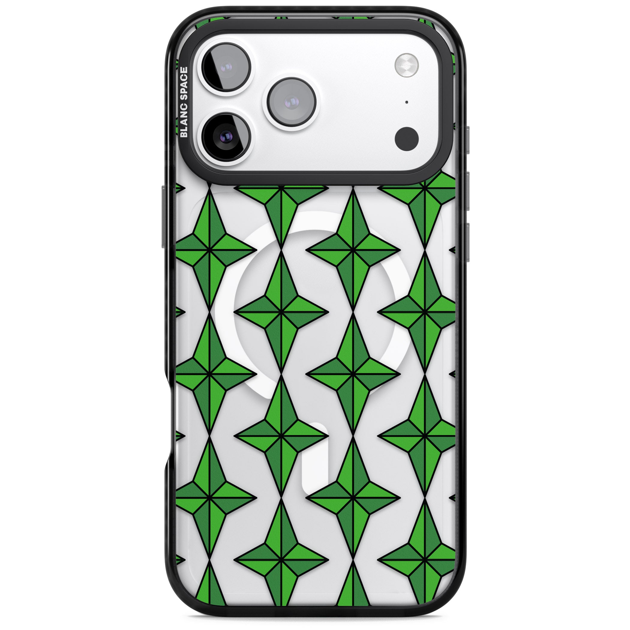 Emerald Stars Pattern (Clear) iPhone 17 Pro Impact Pro Black Phone Case
