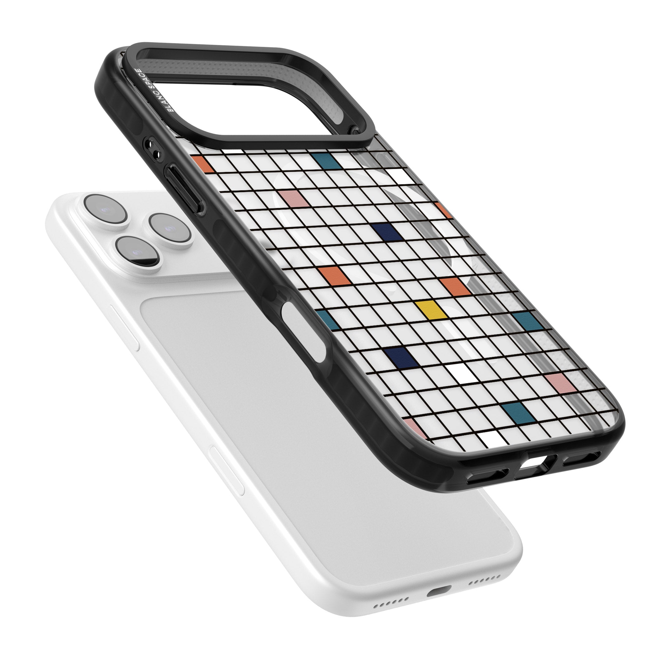 Earthtone Clear Geometric Grid iPhone 17 Pro Impact Pro Black Phone Case Colours