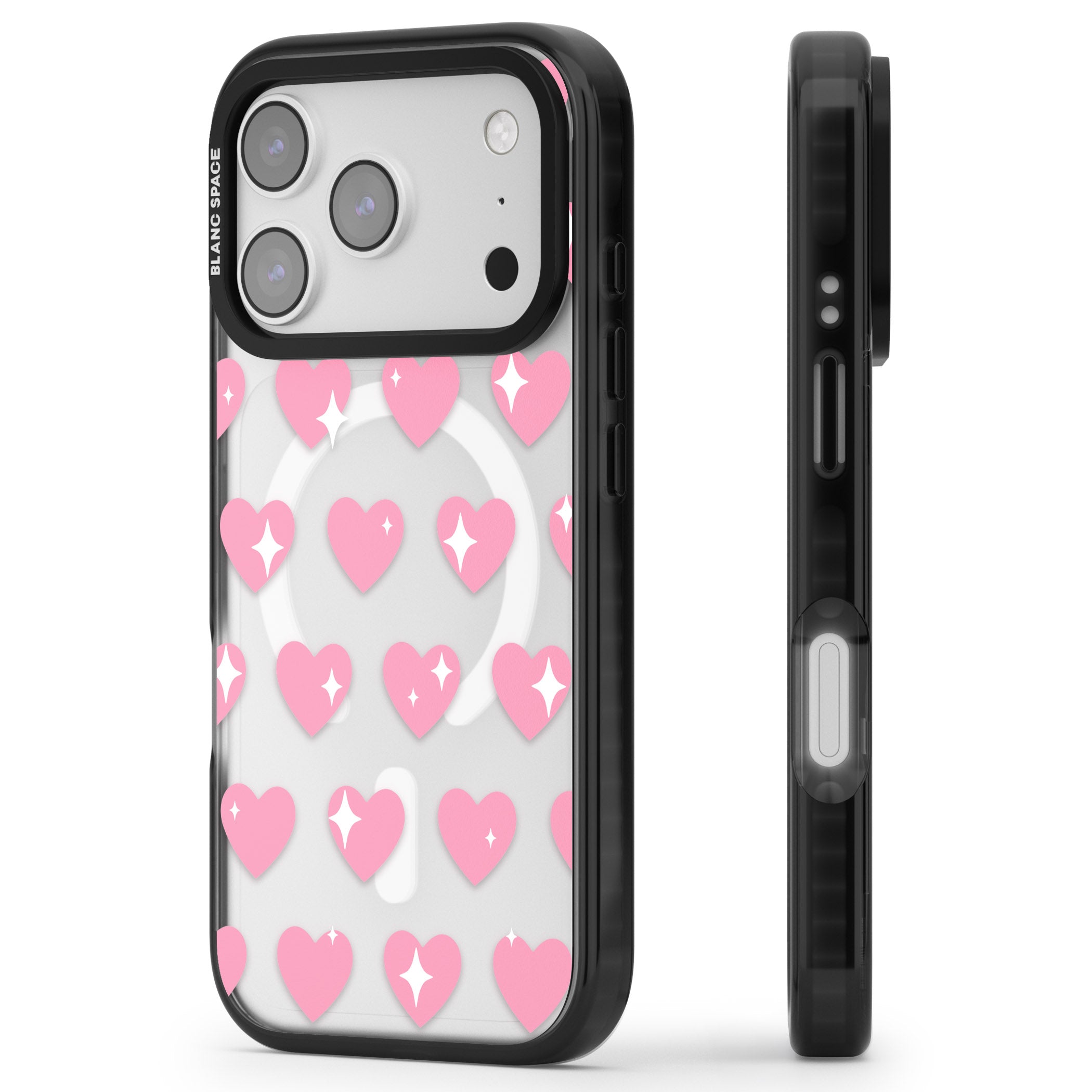 Sweet Hearts iPhone 17 Pro Impact Pro Black Phone Case Side Profile