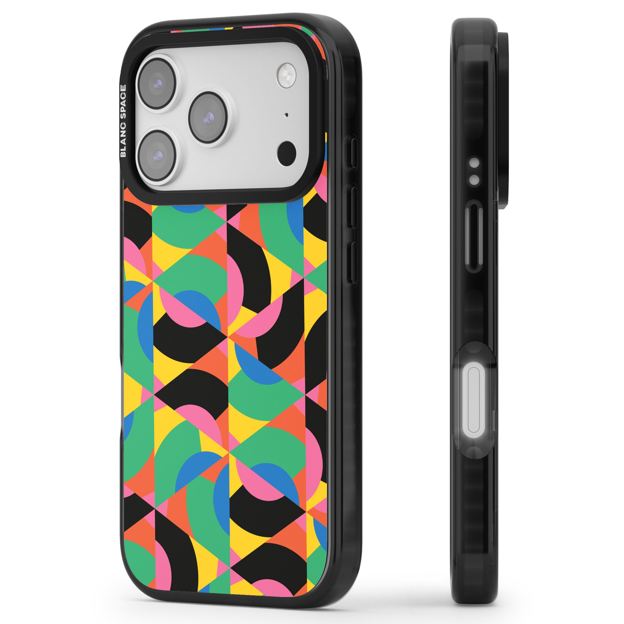 Abstract Carnival iPhone 17 Pro Impact Pro Black Phone Case Side Profile
