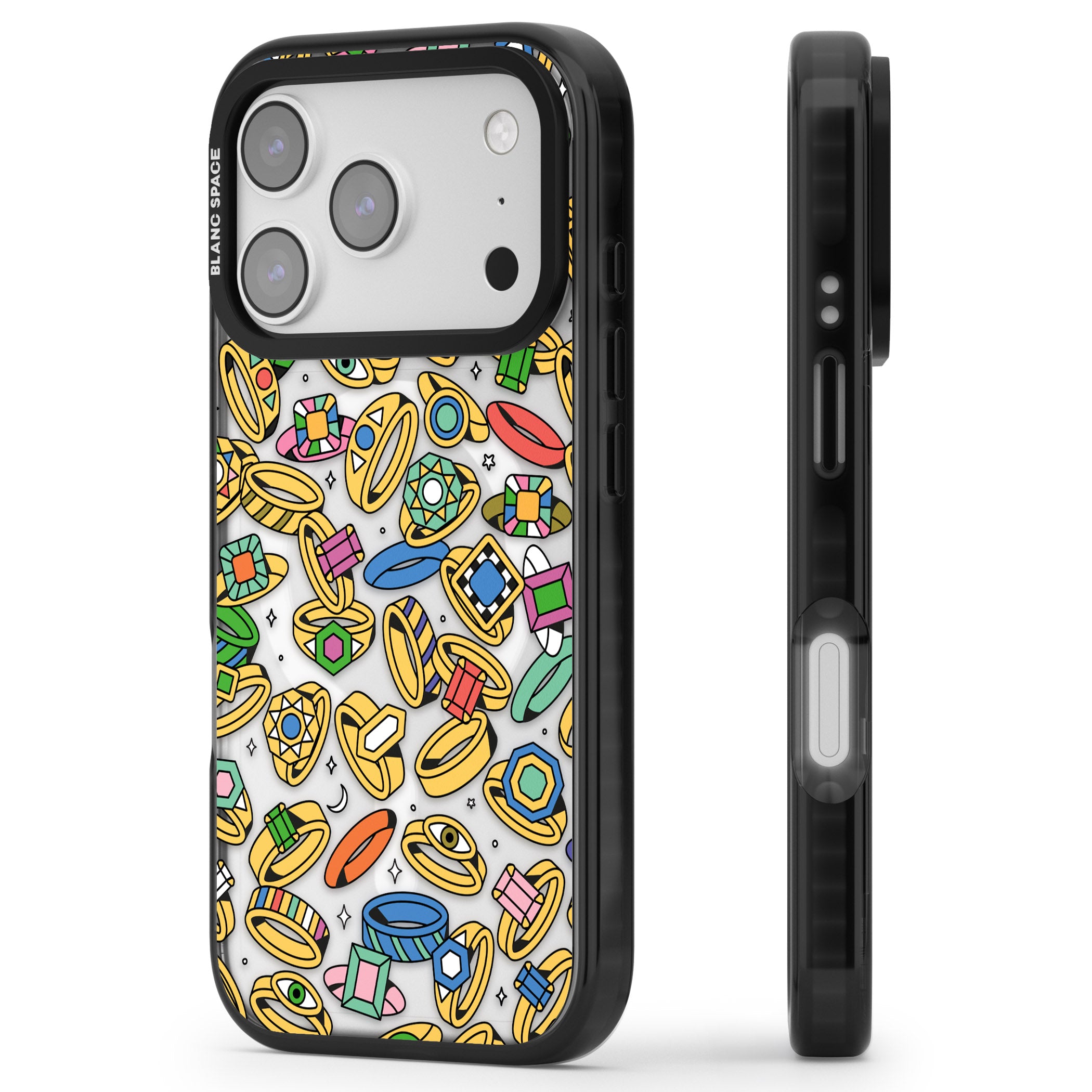 Gemstone Glitz iPhone 17 Pro Impact Pro Black Phone Case Side Profile