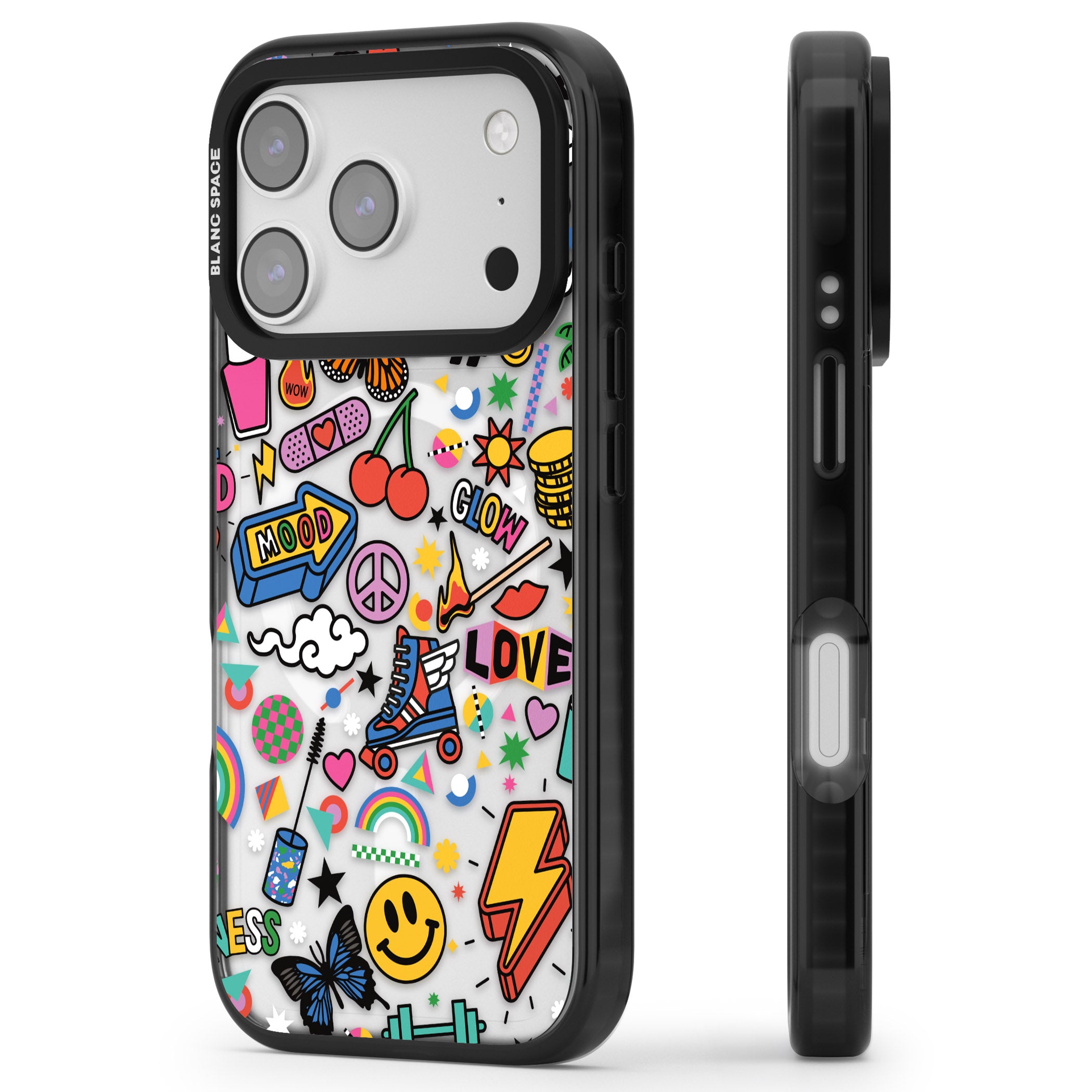 Electric Love iPhone 17 Pro Impact Pro Black Phone Case Side Profile