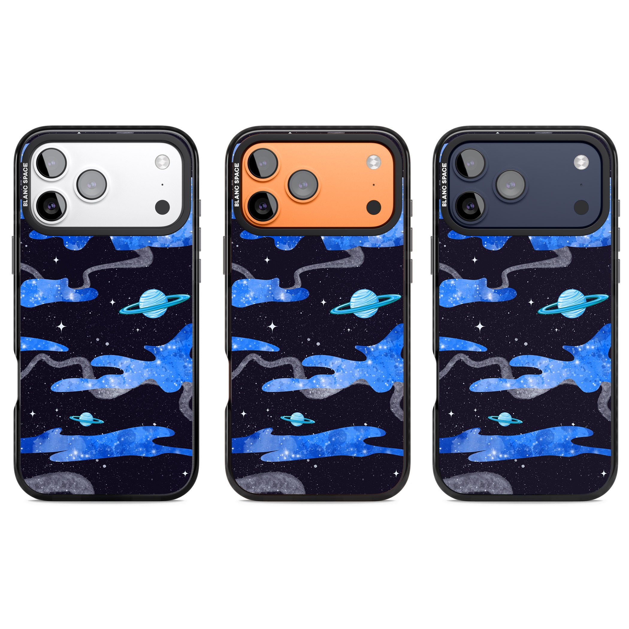 Blue Galaxy iPhone 17 Pro Impact Pro Black Phone Case APT Impact Protection
