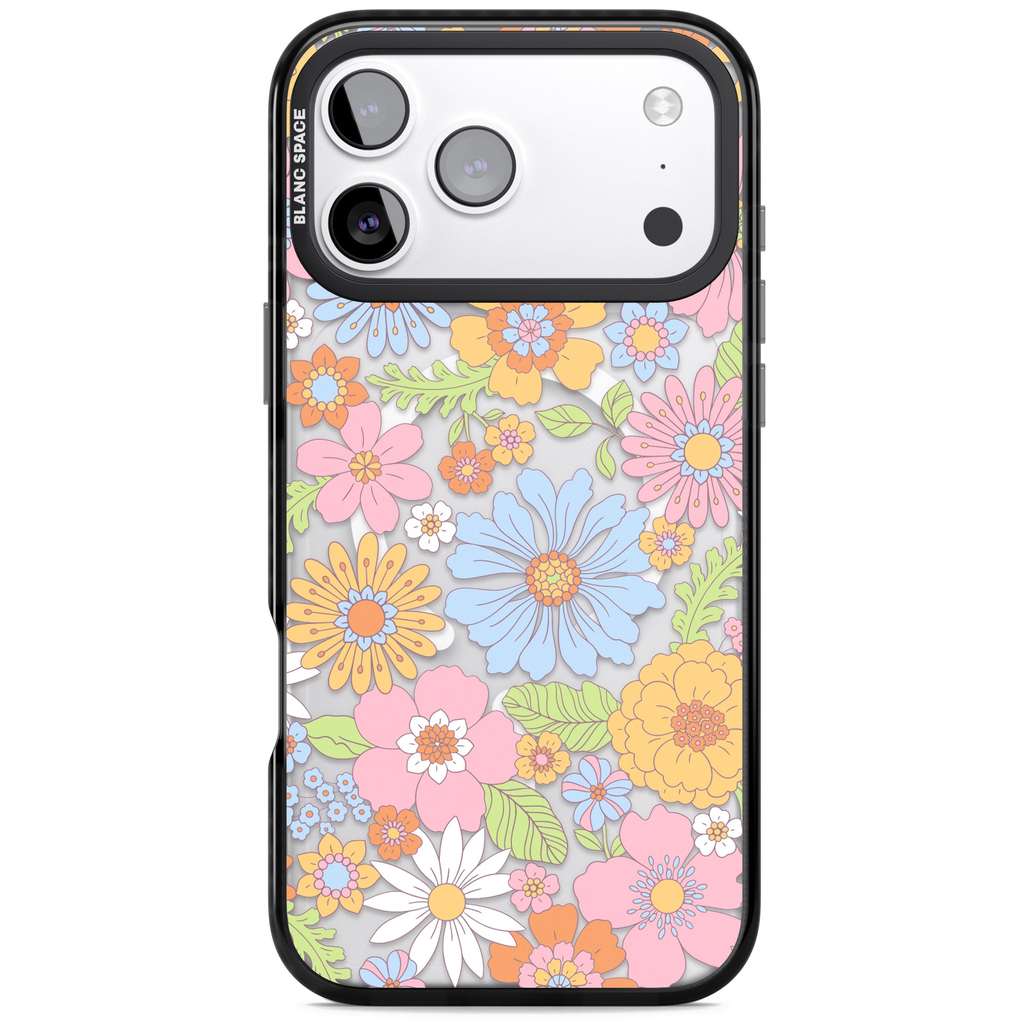 Pastel Flower Pattern iPhone 17 Pro Impact Pro Black Phone Case