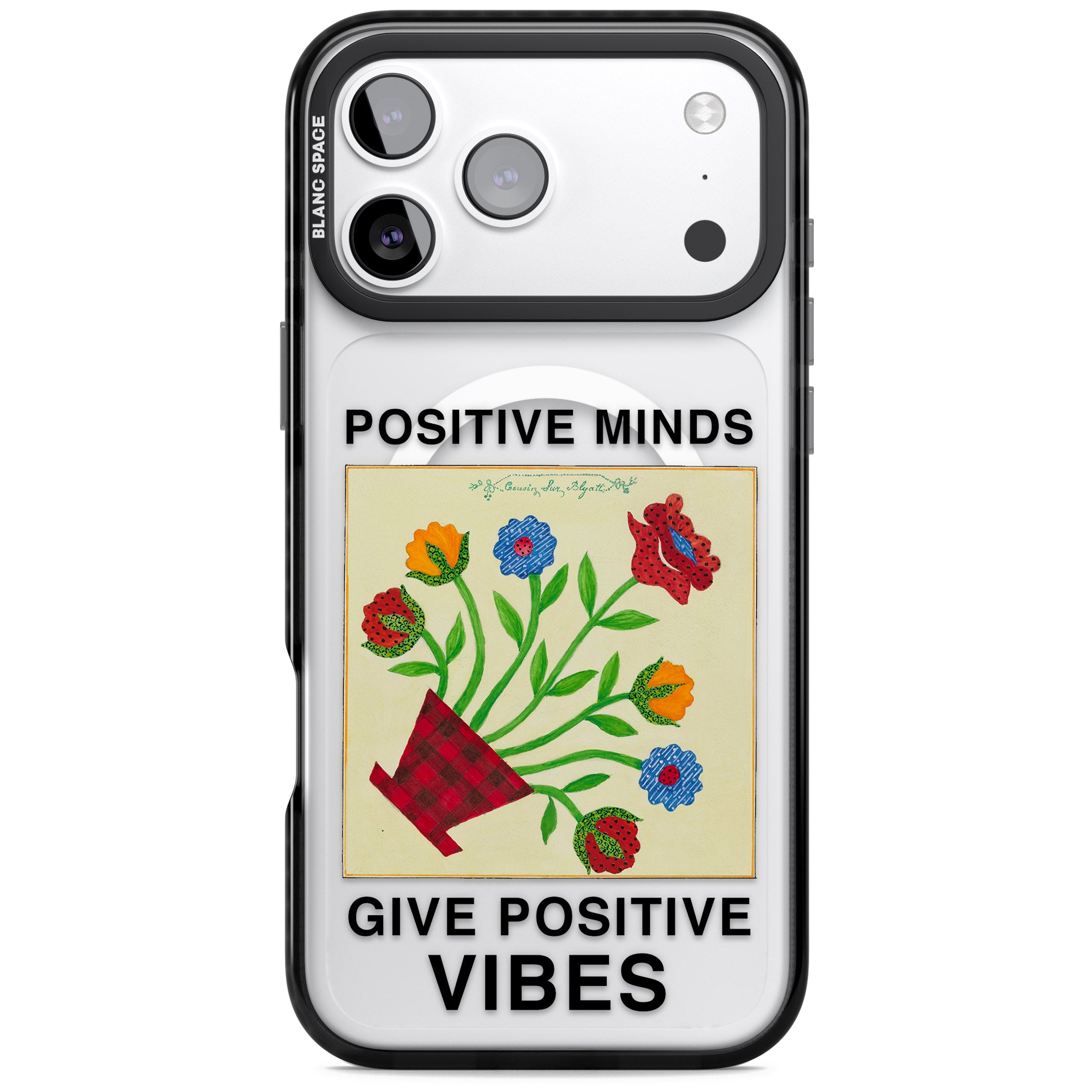 Positive Minds Give Positive Vibes iPhone 17 Pro Impact Pro Black Phone Case