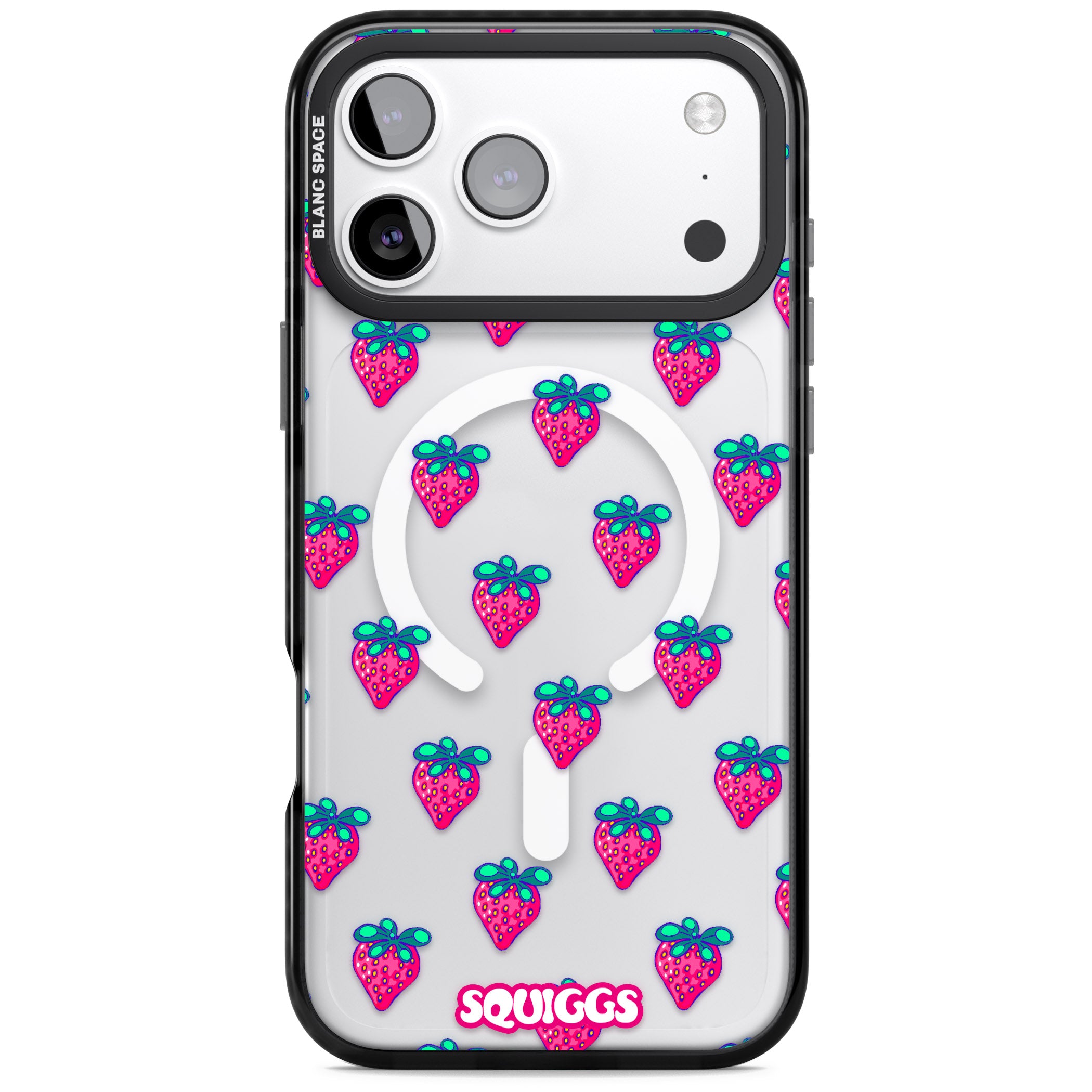 Strawberry Patch iPhone 17 Pro Impact Pro Black Phone Case