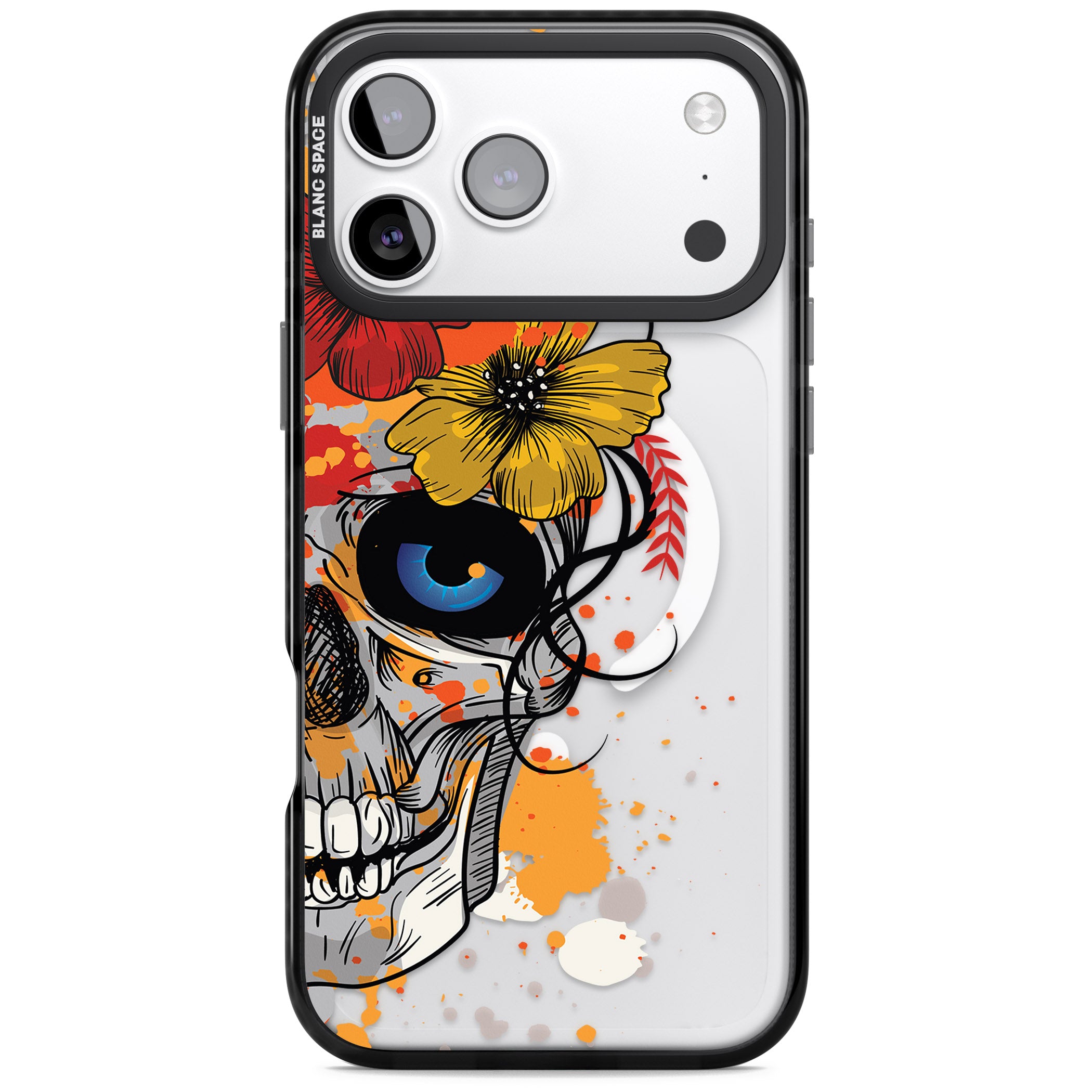 Sugar Skull Flowers iPhone 17 Pro Impact Pro Black Phone Case