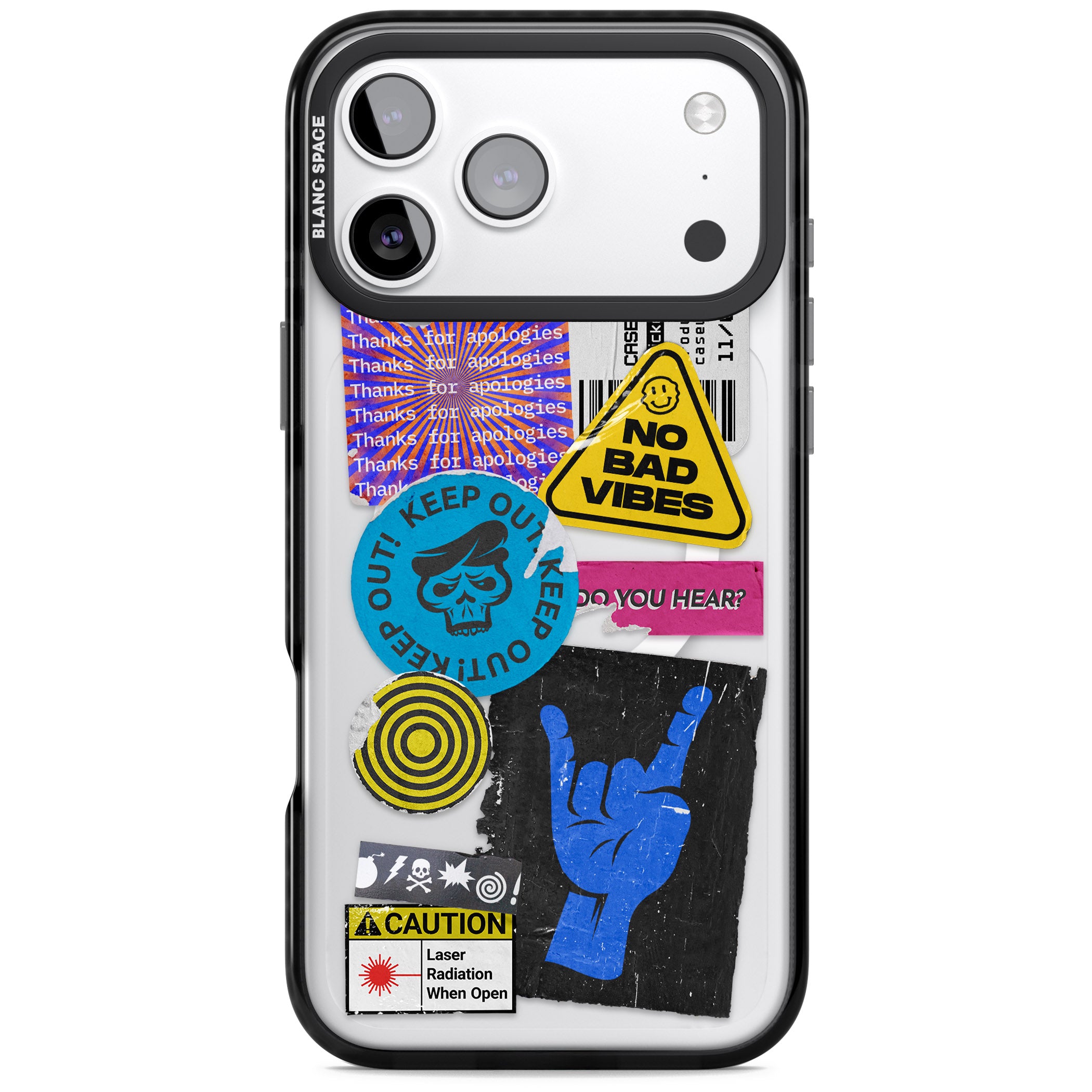 No Bad Vibes Sticker Mix iPhone 17 Pro Impact Pro Black Phone Case