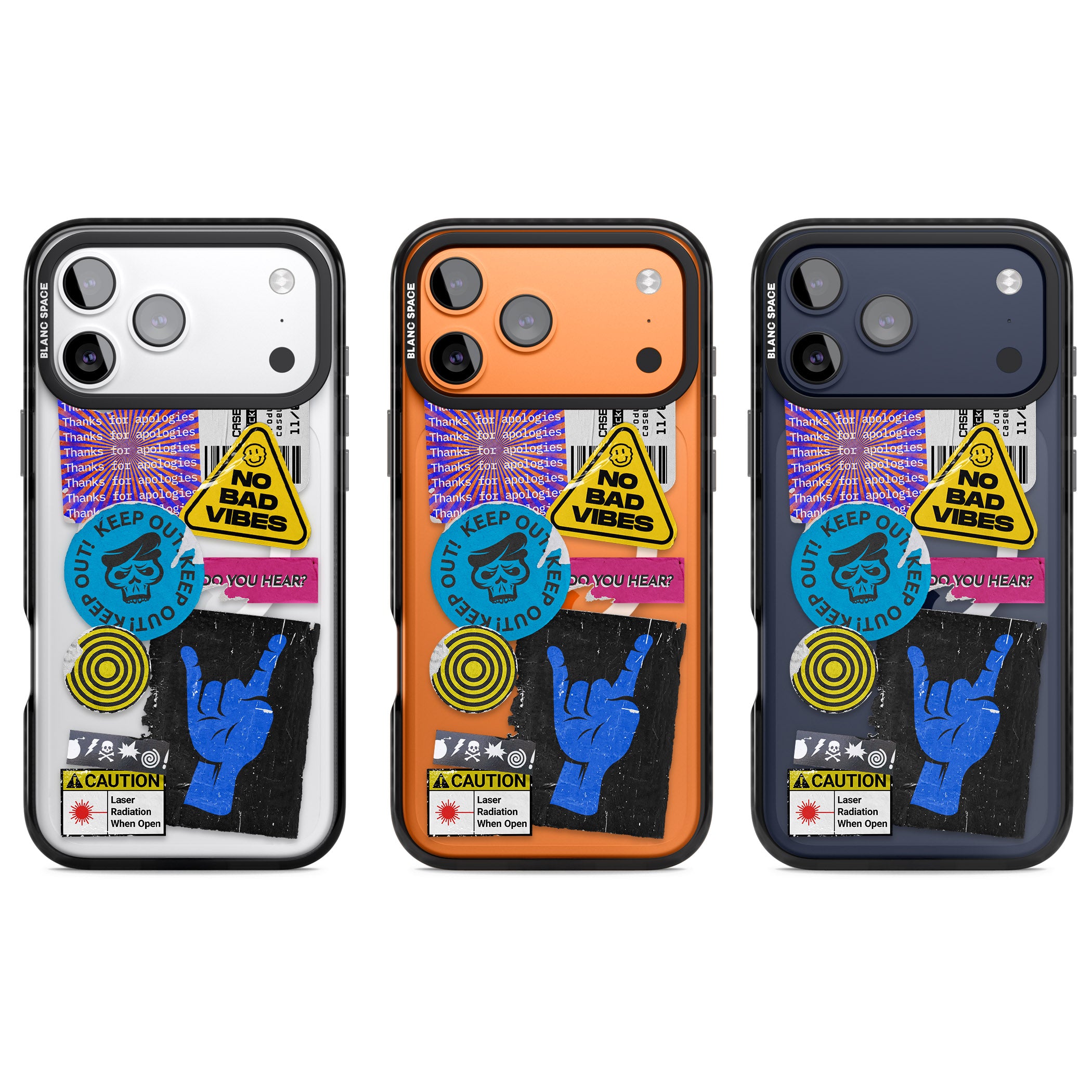 No Bad Vibes Sticker Mix iPhone 17 Pro Impact Pro Black Phone Case APT Impact Protection