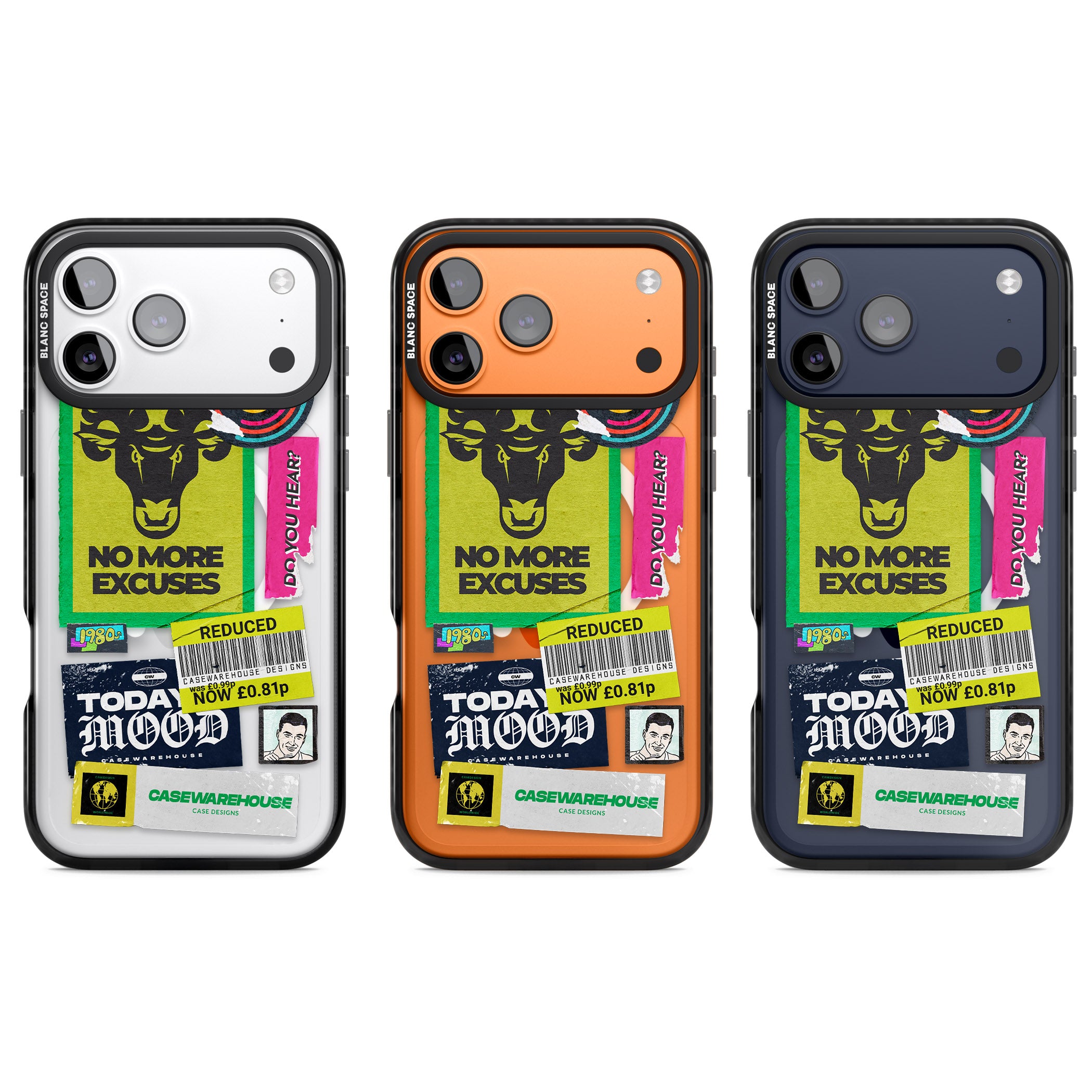 No More Excuses Sticker Mix iPhone 17 Pro Impact Pro Black Phone Case APT Impact Protection